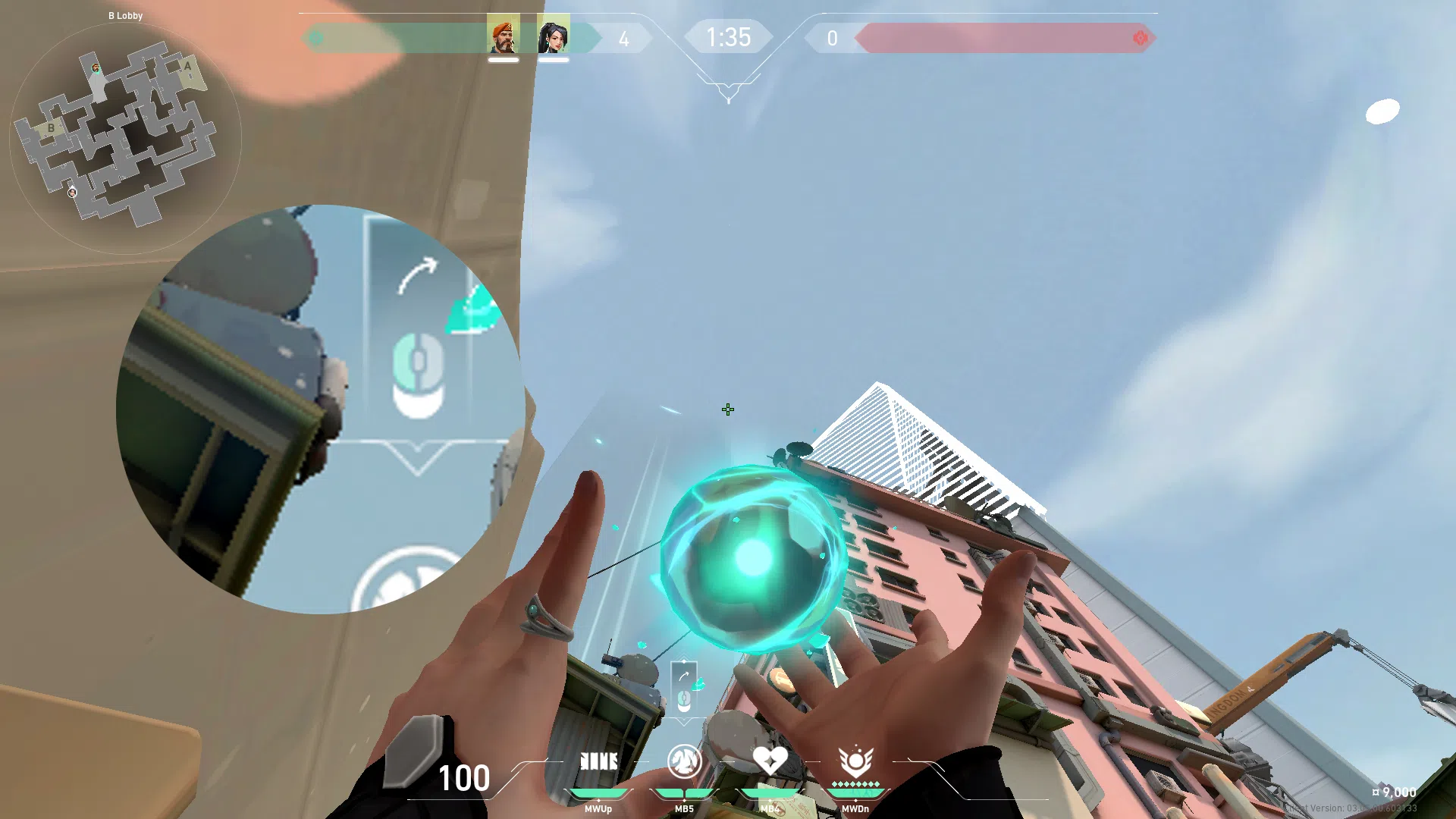 Sage Slow Orb on Split Attack Site B — step 2 of 3: Aim — line up the shot