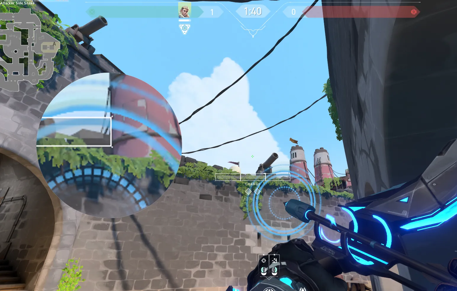 Sova Recon Bolt on Breeze Attack Site A — step 3 of 4: Aim — line up the shot