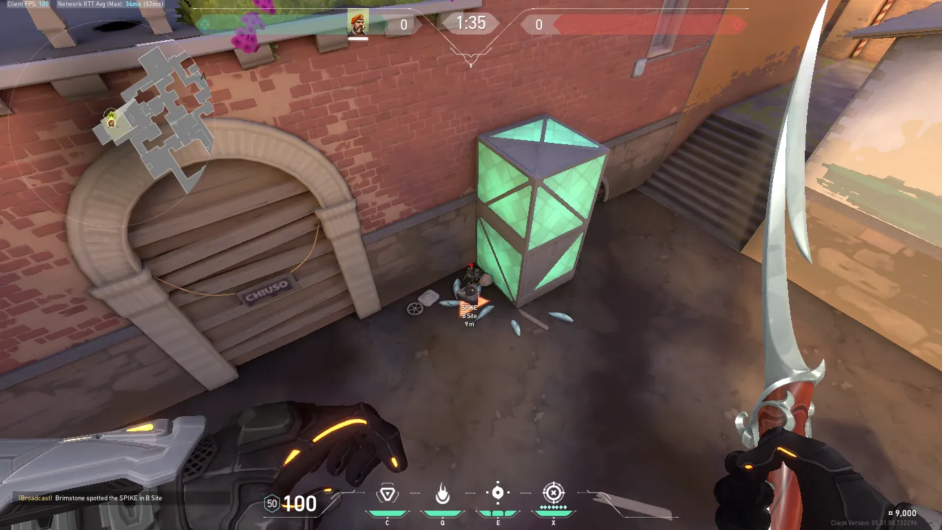 Brimstone Incendiary on Ascent Attack Site B — step 1 of 4: Position — where to stand