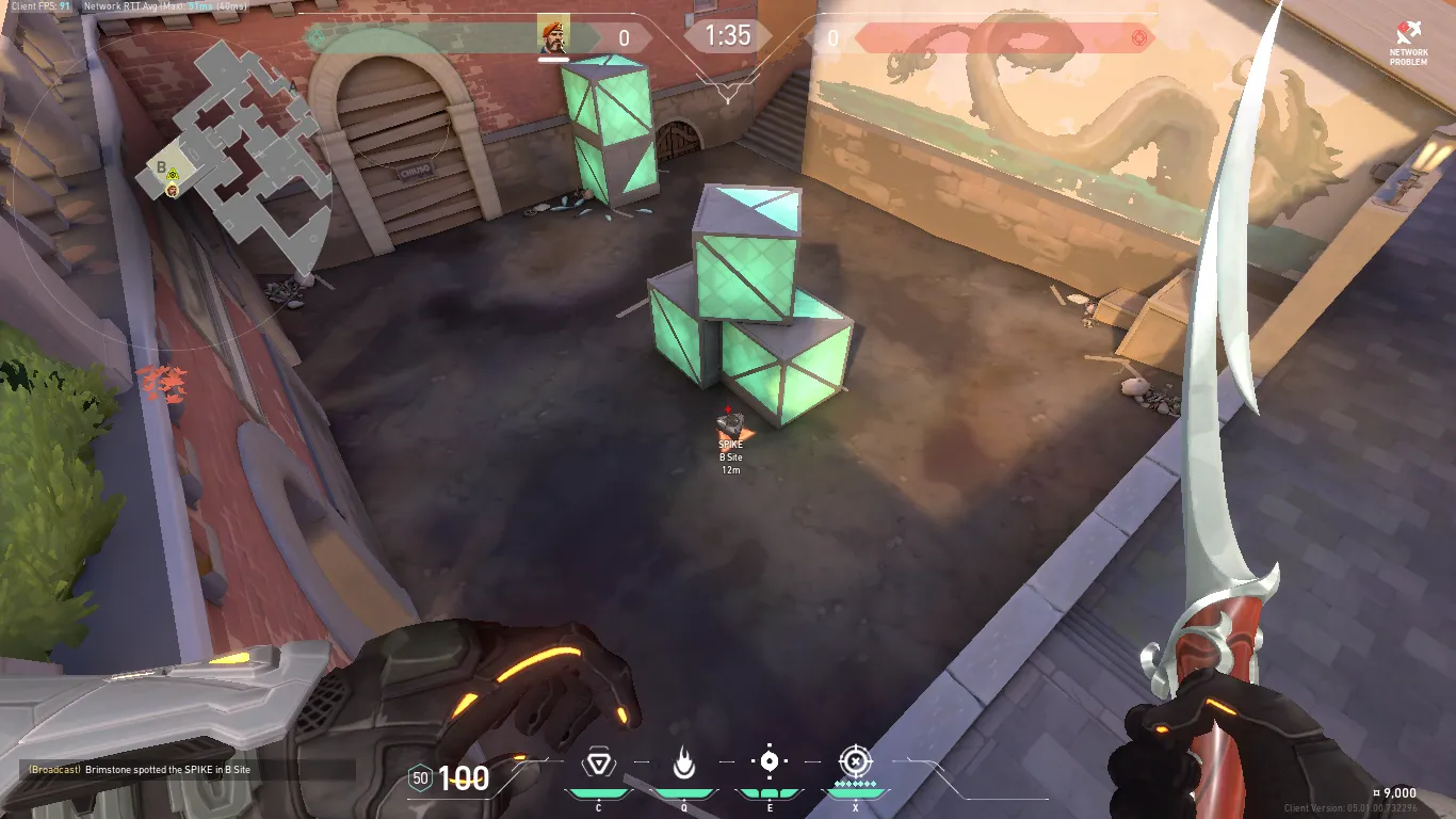 Brimstone Incendiary on Ascent Attack Site B — step 1 of 4: Position — where to stand