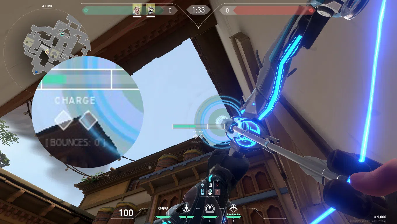 Sova Recon Bolt on Haven Defense Site A — step 2 of 3: Aim — line up the shot