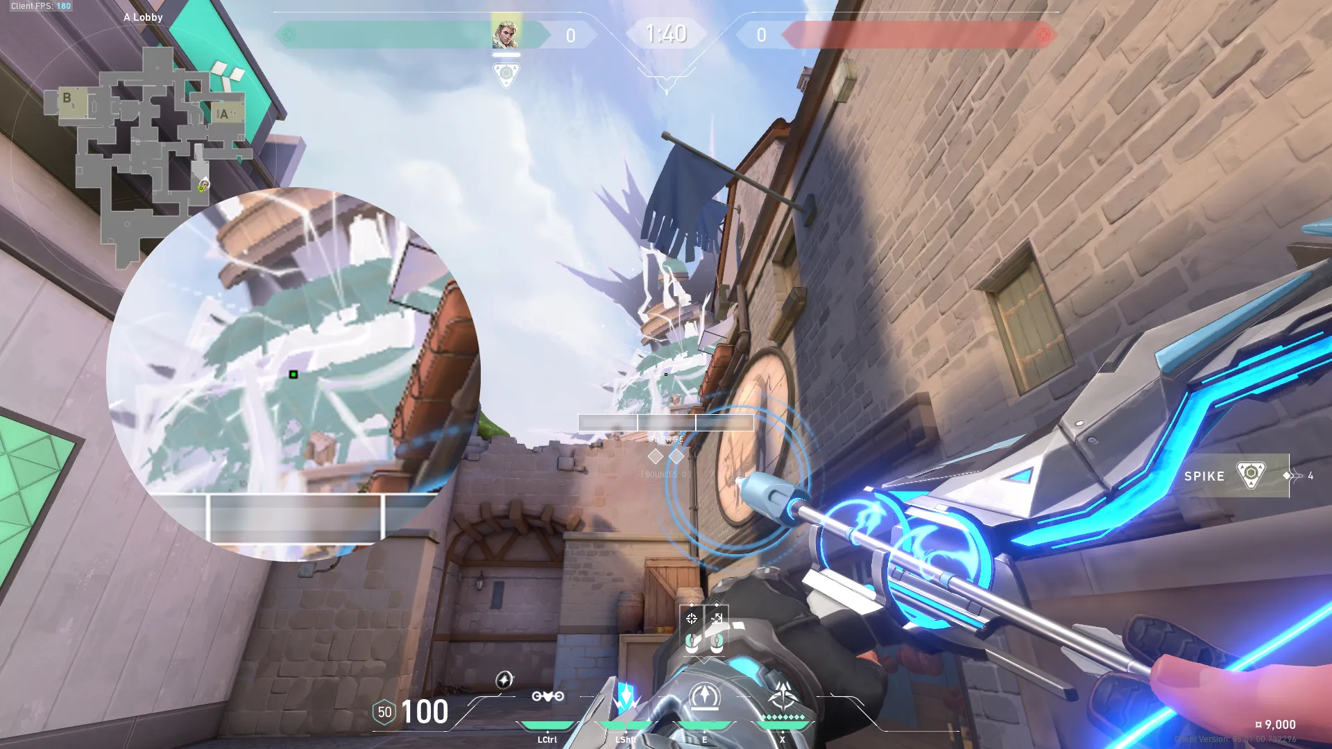 Sova Recon Bolt on Ascent Attack Site A — step 2 of 3: Aim — line up the shot