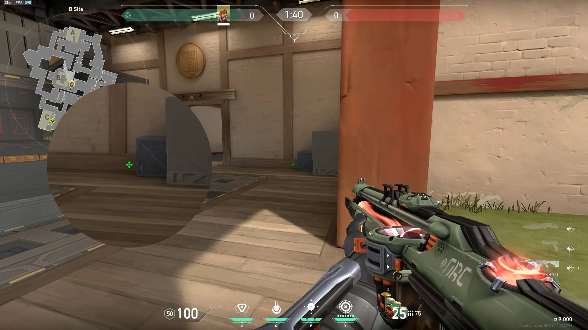 Brimstone Incendiary on Haven Defense Site C — step 2 of 4: Aim — line up the shot