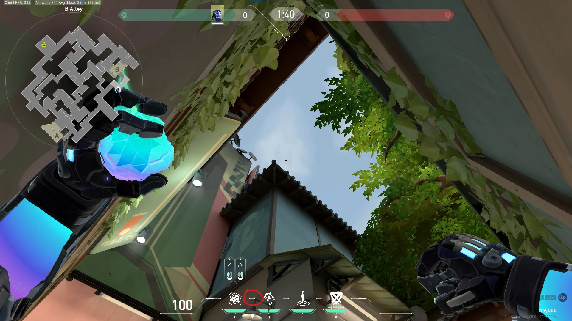 KAY/O Frag_Ment on Split Attack Site B — step 2 of 3: Aim — line up the shot