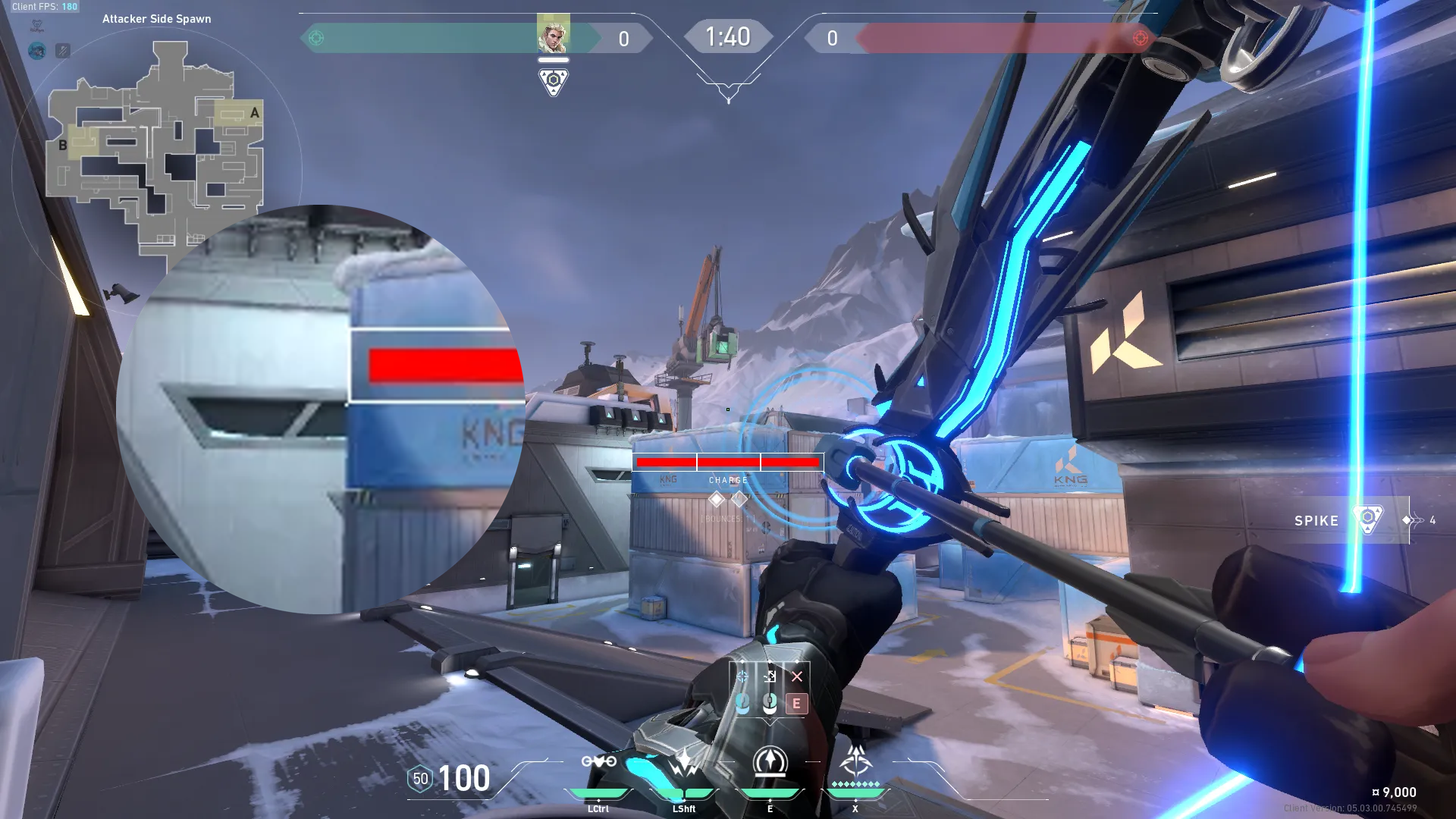 Sova Recon Bolt on Icebox Attack Site B — step 2 of 3: Aim — line up the shot