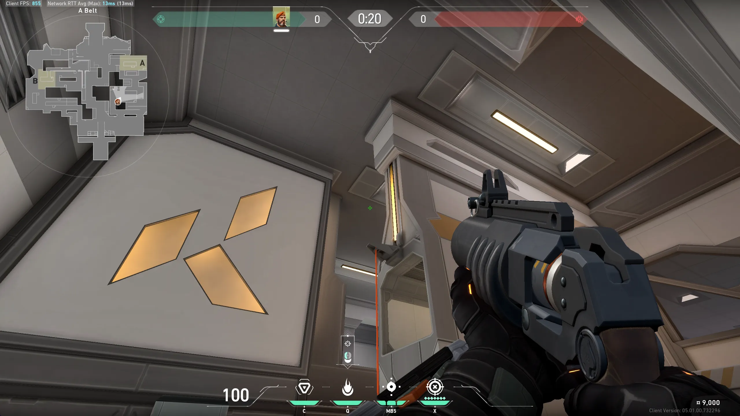 Brimstone Incendiary on Icebox Attack Site A — step 2 of 4: Aim — line up the shot