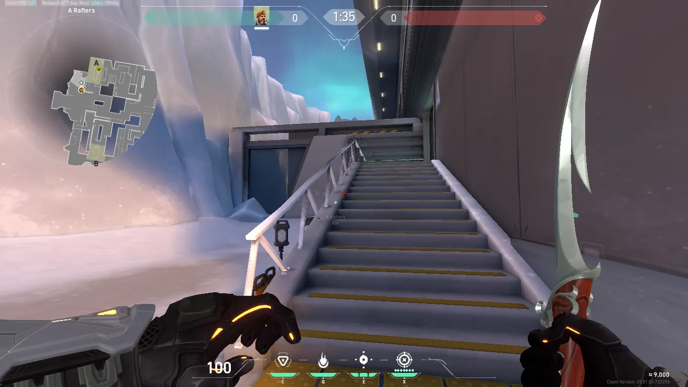 Brimstone Incendiary on Icebox Defense Site A — step 2 of 4: Aim — line up the shot