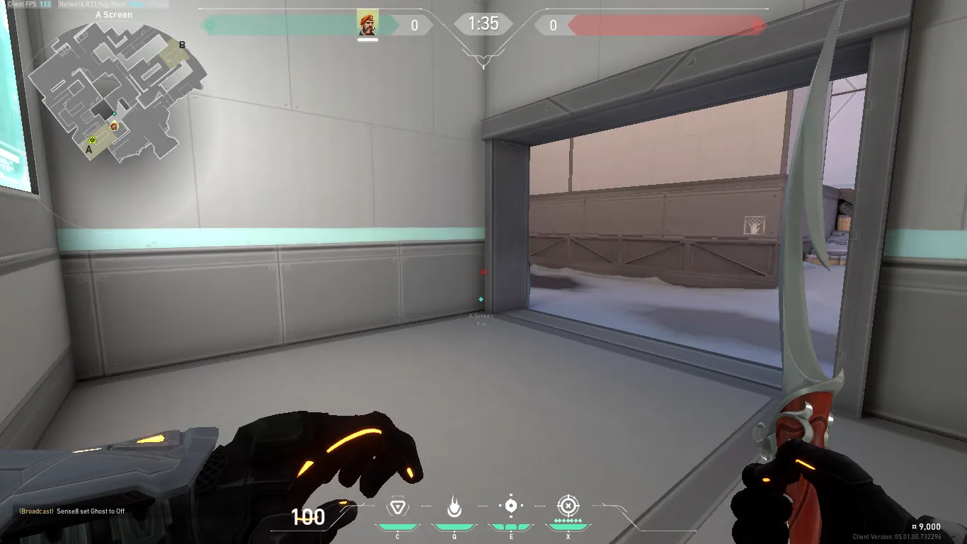Brimstone Incendiary on Icebox Defense Site A — step 2 of 4: Aim — line up the shot