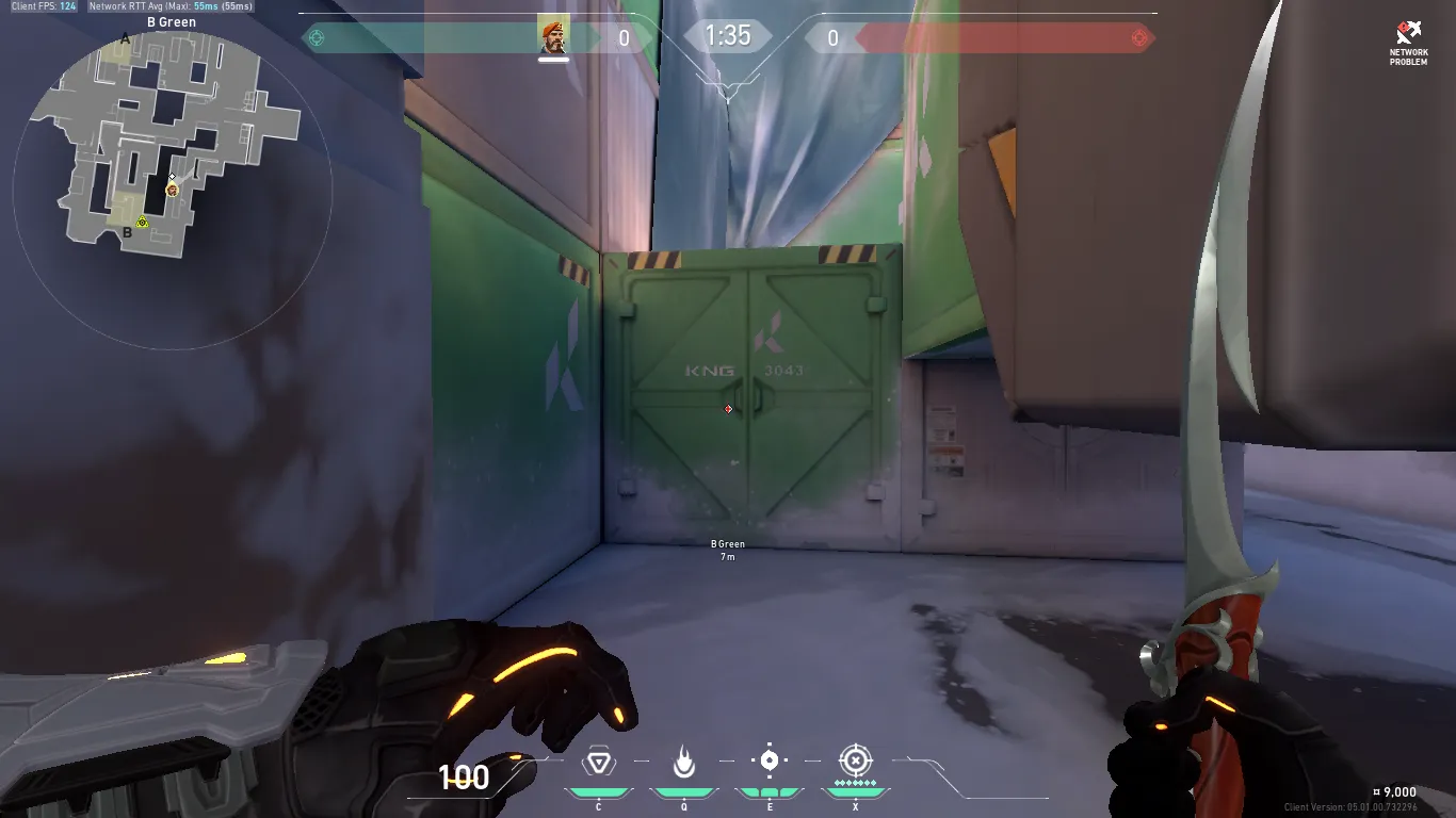Brimstone Incendiary on Icebox Attack Site B — step 2 of 5: Aim — line up the shot