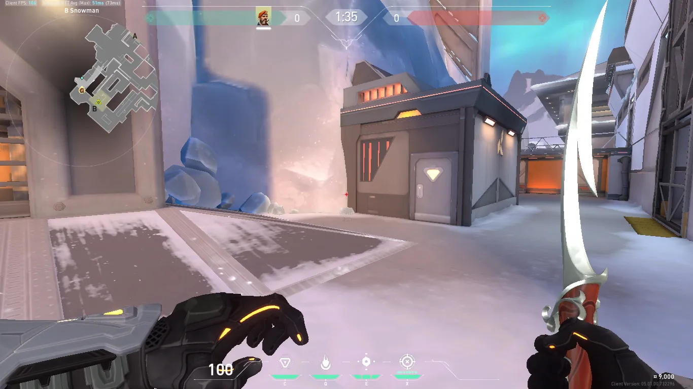 Brimstone Incendiary on Icebox Defense Site B — step 2 of 4: Aim — line up the shot