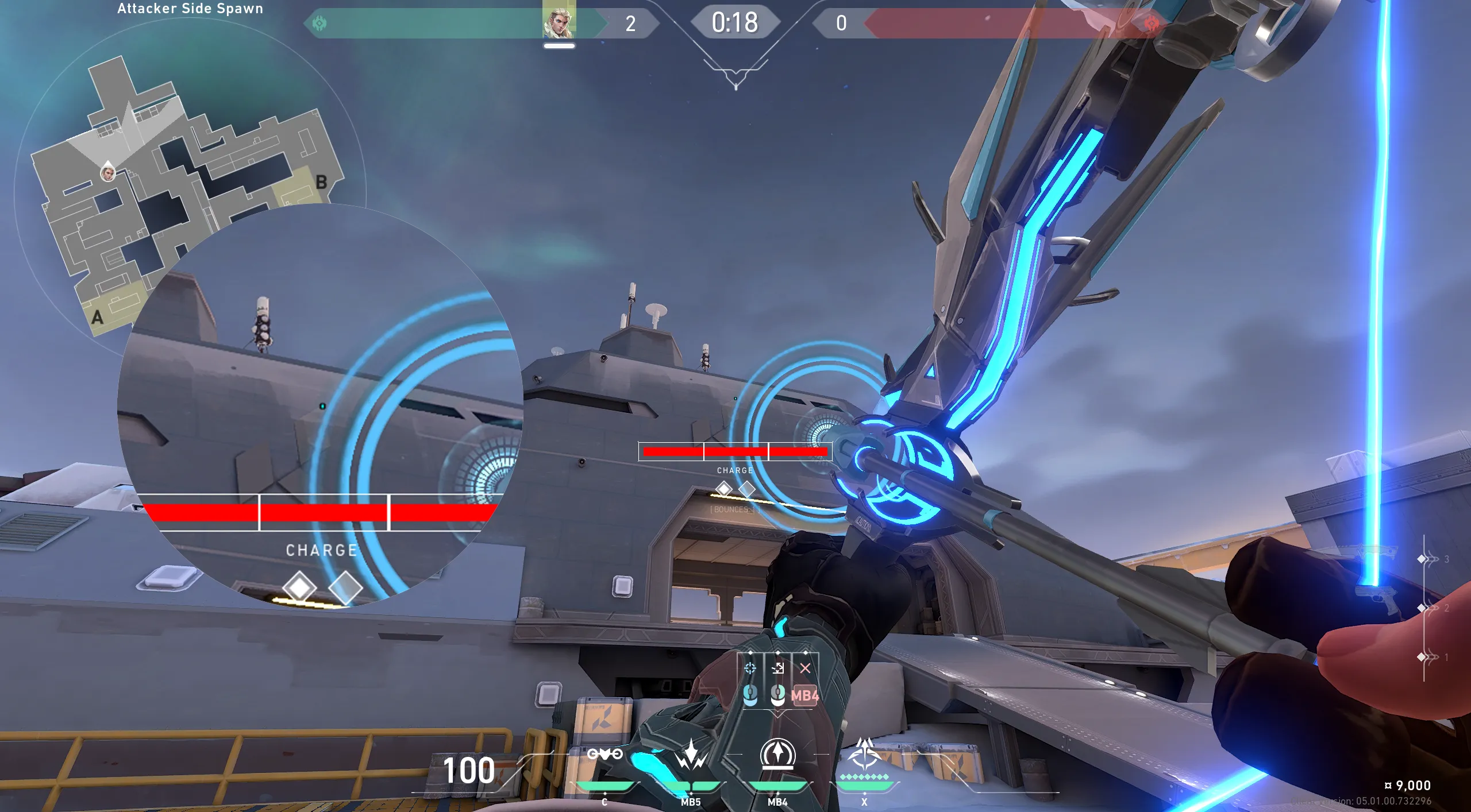Sova Recon Bolt on Icebox Attack Site B — step 2 of 3: Aim — line up the shot
