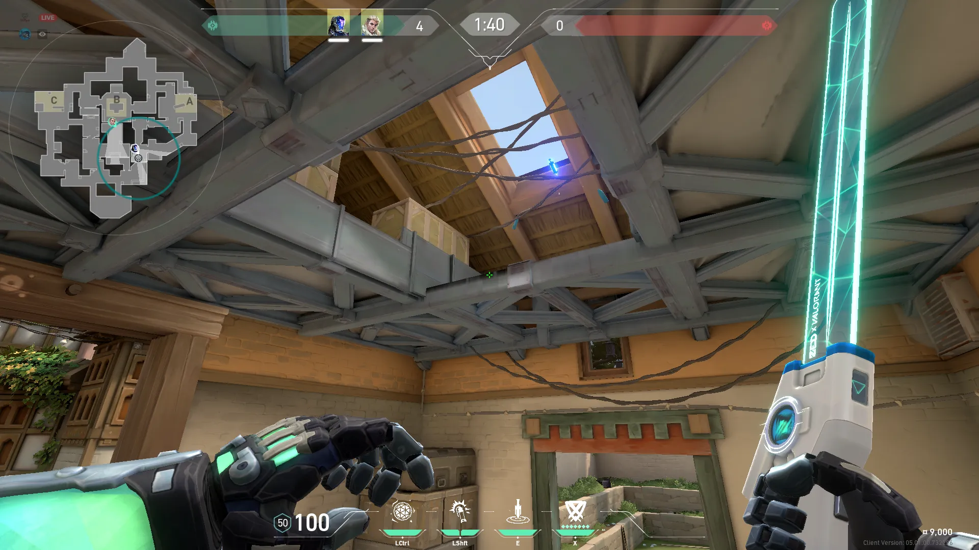 Sova Recon Bolt on Haven Defense Site A — step 4 of 5: Aim — line up the shot