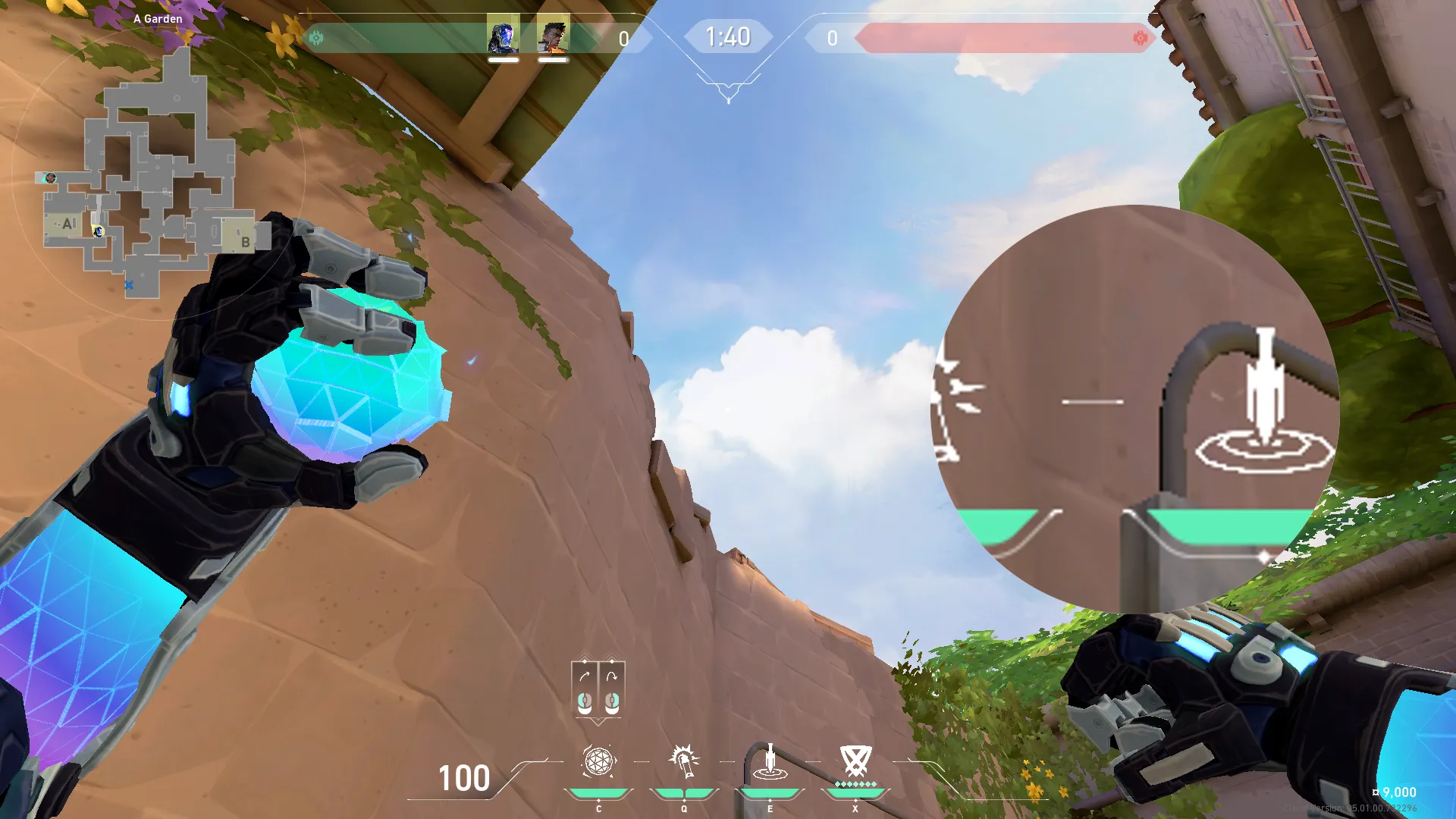 KAY/O Frag_Ment on Ascent Defense Site A — step 2 of 3: Aim — line up the shot