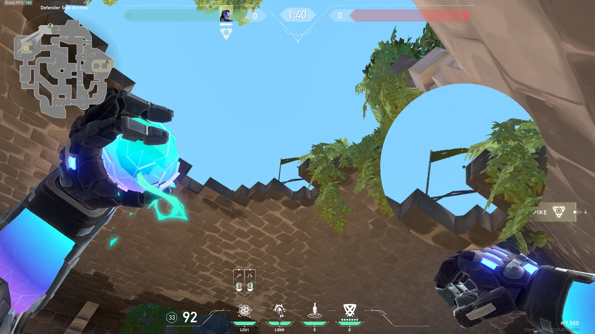 KAY/O Frag_Ment on Breeze Defense Site B — step 2 of 3: Aim — line up the shot