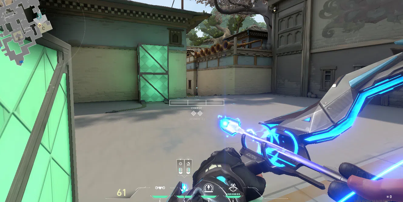 Sova Recon Bolt on Haven Defense Site C — step 2 of 4: Aim — line up the shot