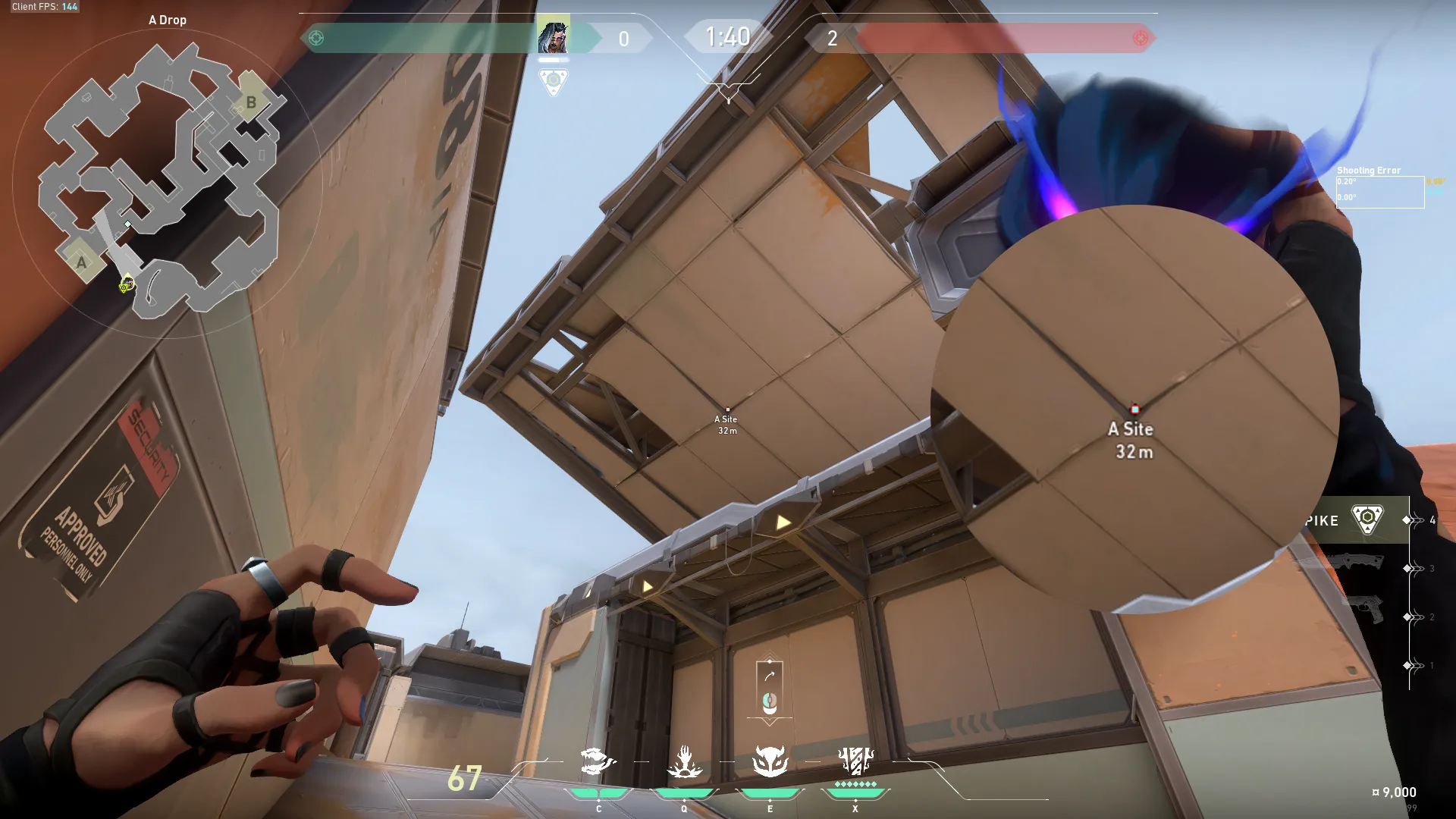 Fade Haunt on Fracture Defense Site A — step 2 of 3: Aim — line up the shot