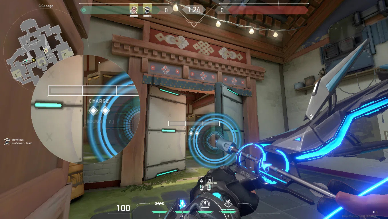Sova Recon Bolt on Haven Defense Mid — step 2 of 3: Aim — line up the shot