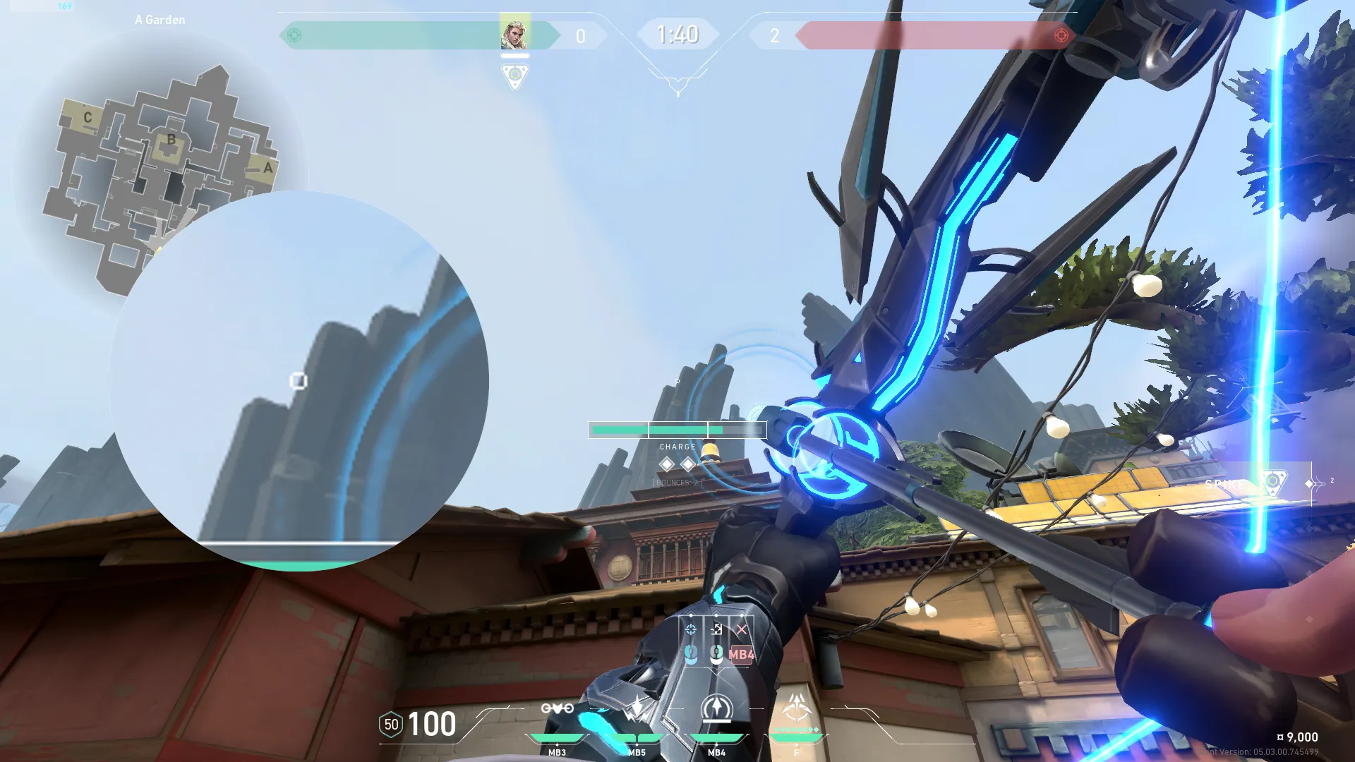 Sova Recon Bolt on Haven Attack Site B — step 3 of 4: Aim — line up the shot