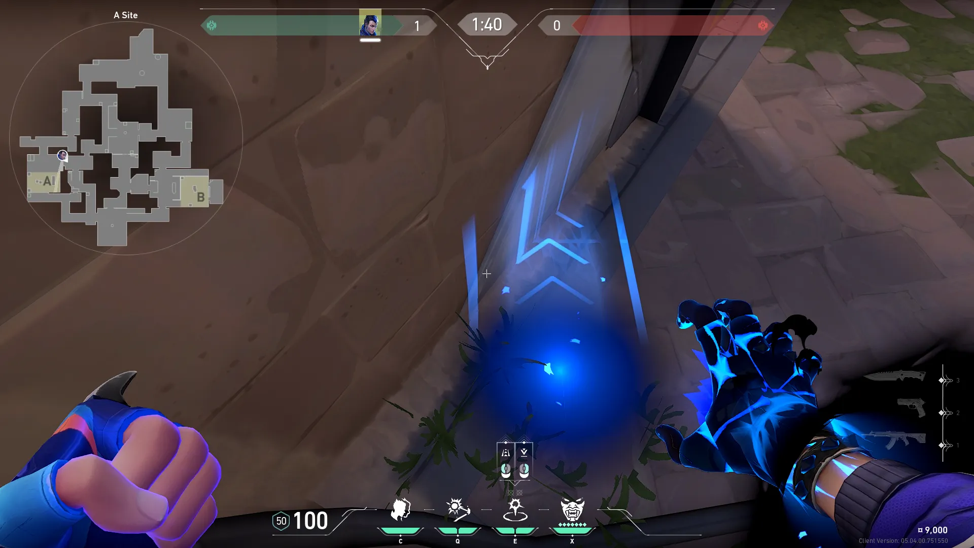 Yoru Gatecrash on Ascent Defense Site A — step 2 of 3: Aim — line up the shot