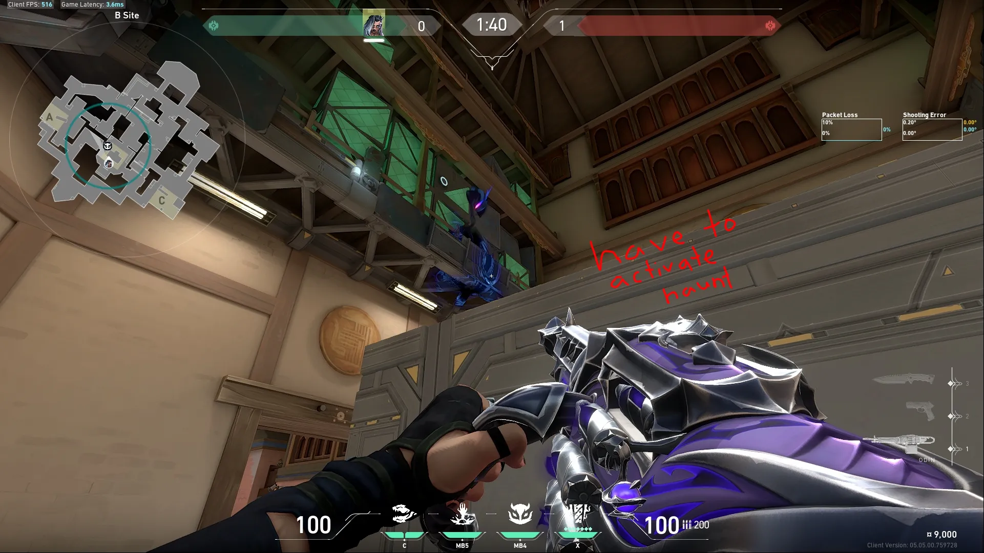 Fade Haunt on Haven Defense Site B — step 2 of 3: Aim — line up the shot