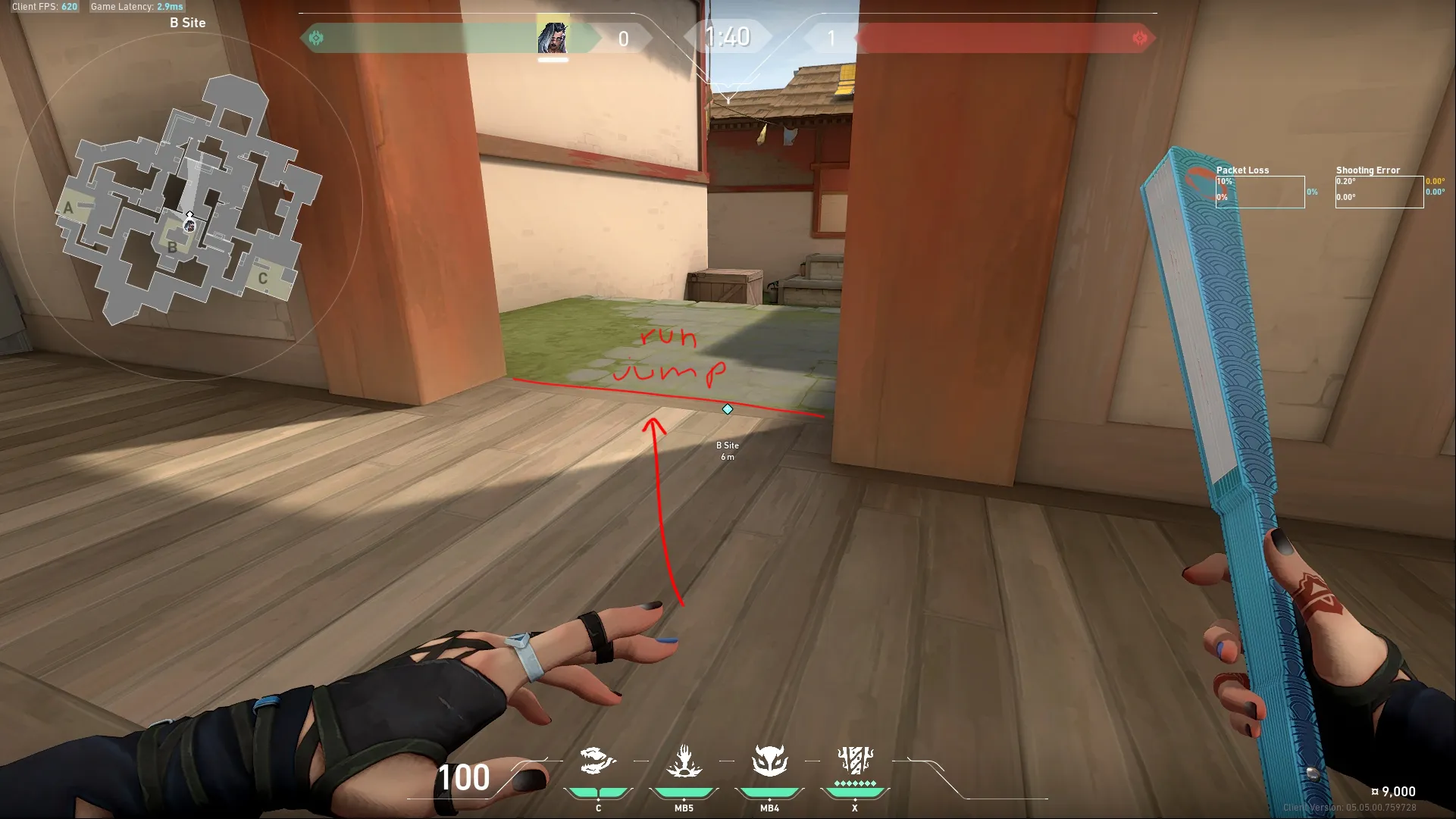 Fade Haunt on Haven Defense Site A — step 2 of 3: Aim — line up the shot
