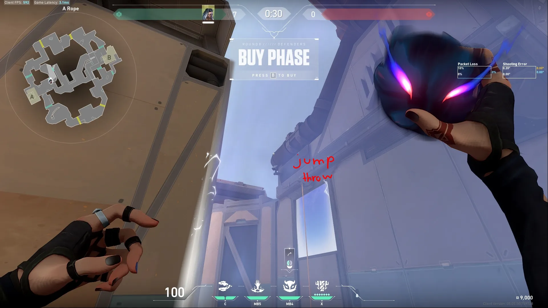 Fade Haunt on Fracture Defense Mid — step 2 of 4: Aim — line up the shot