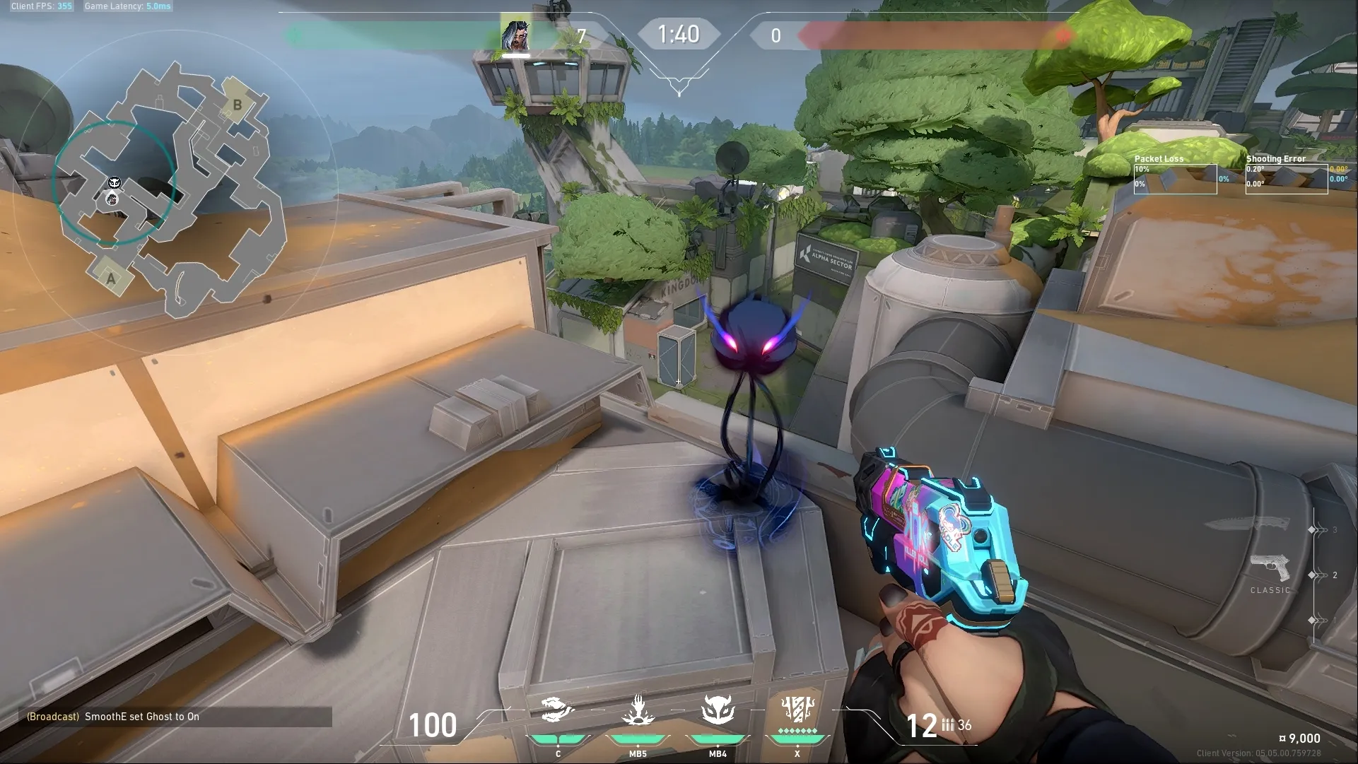 Fade Haunt on Fracture Defense Mid — step 3 of 4: Aim — line up the shot