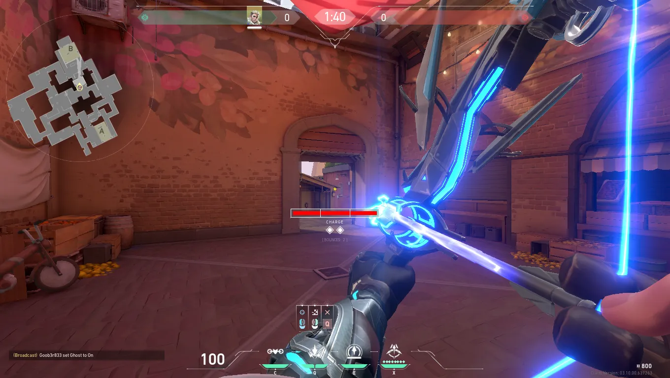 Sova Shock Bolt on Ascent Defense Site B — step 2 of 3: Aim — line up the shot