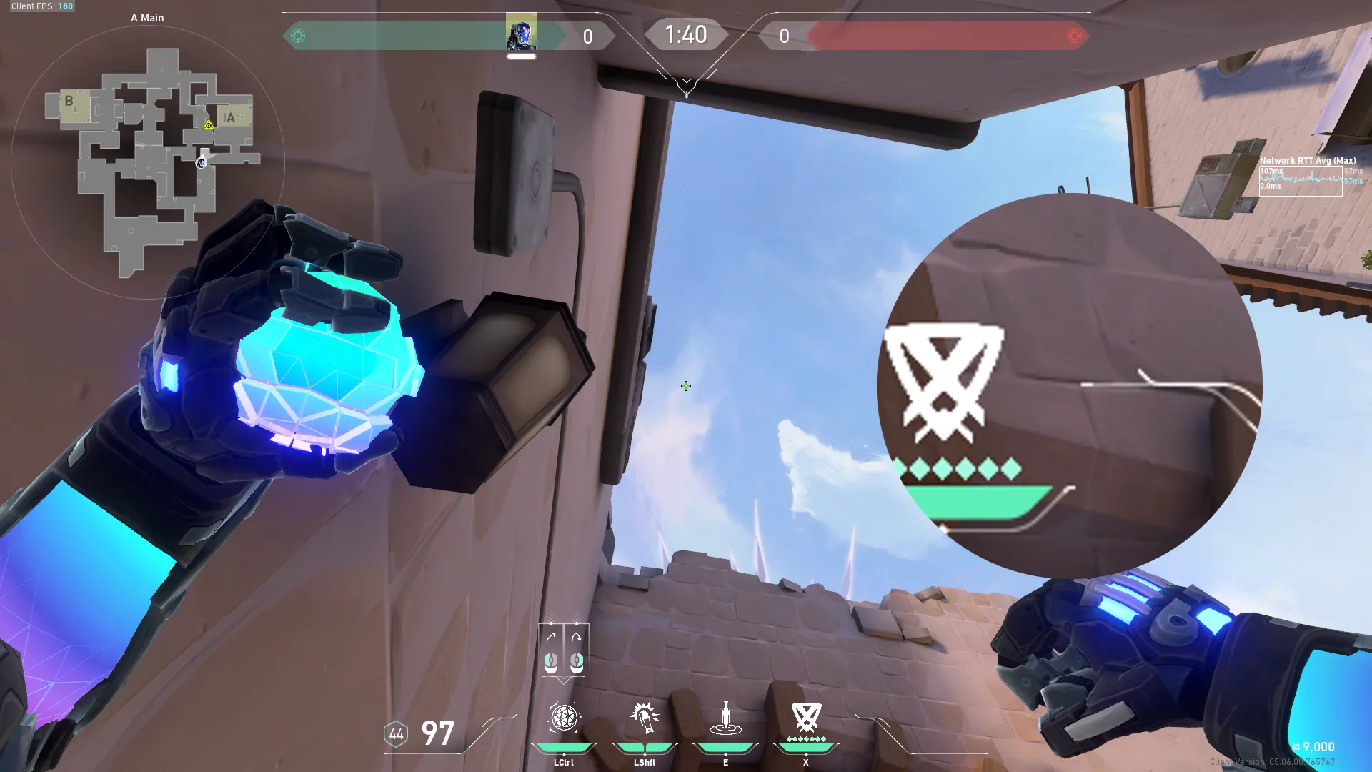 KAY/O Frag_Ment on Ascent Attack Site A — step 2 of 3: Aim — line up the shot