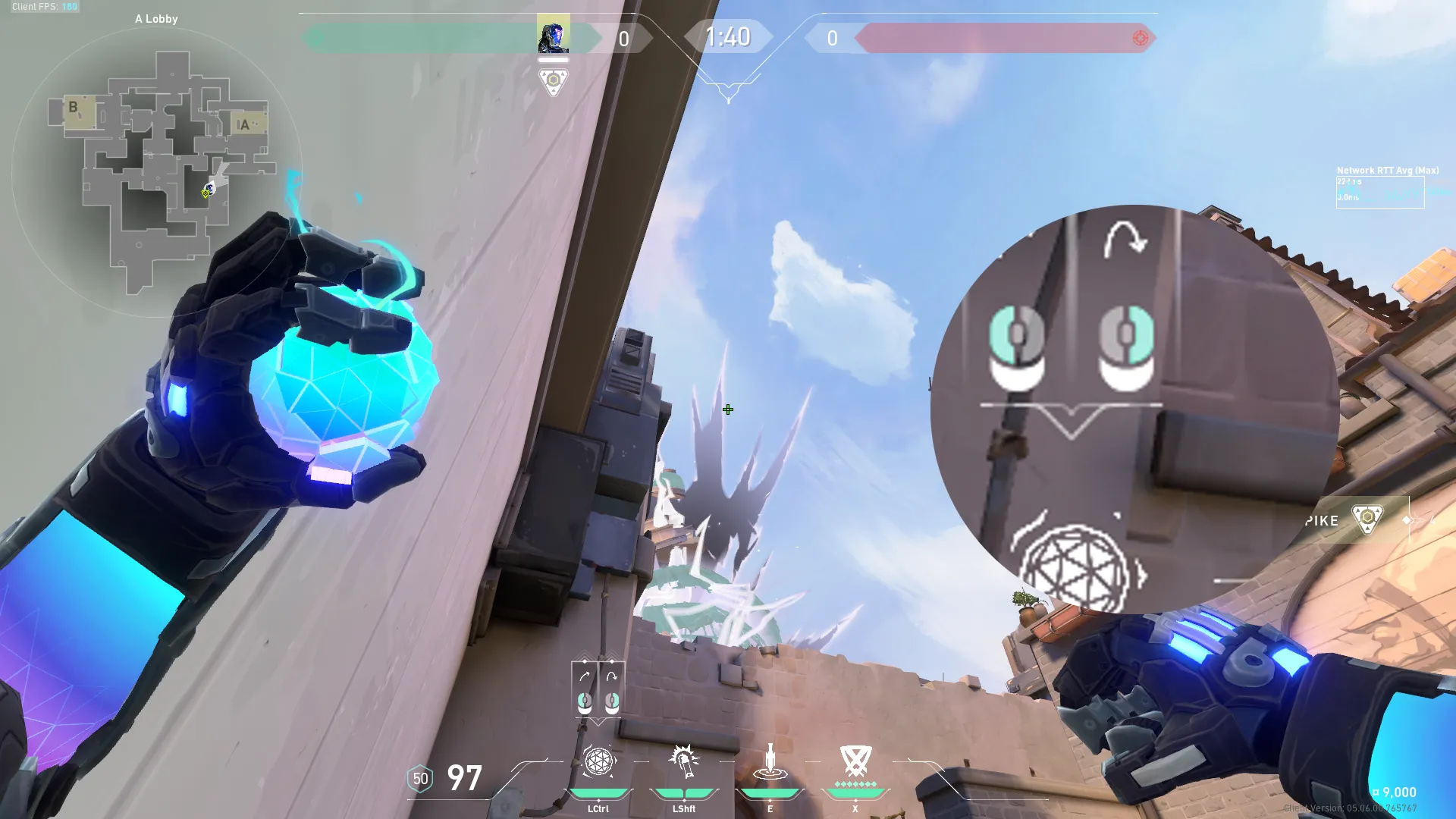 KAY/O Frag_Ment on Ascent Attack Site A — step 2 of 3: Aim — line up the shot