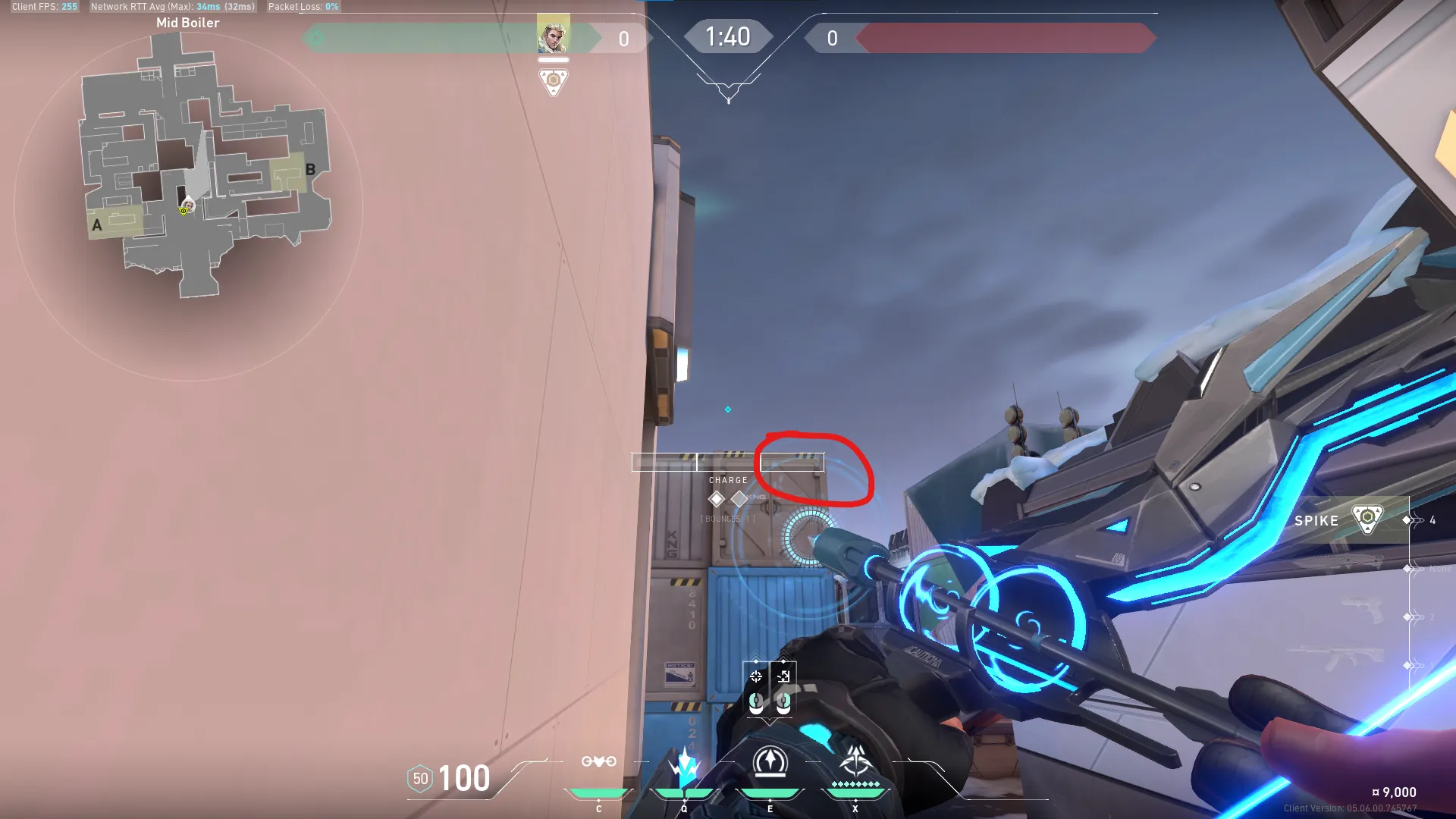 Sova Recon Bolt on Icebox Defense Site B — step 3 of 5: Aim — line up the shot
