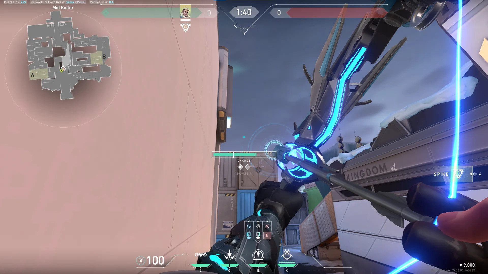 Sova Recon Bolt on Icebox Defense Site B — step 4 of 5: Aim — line up the shot