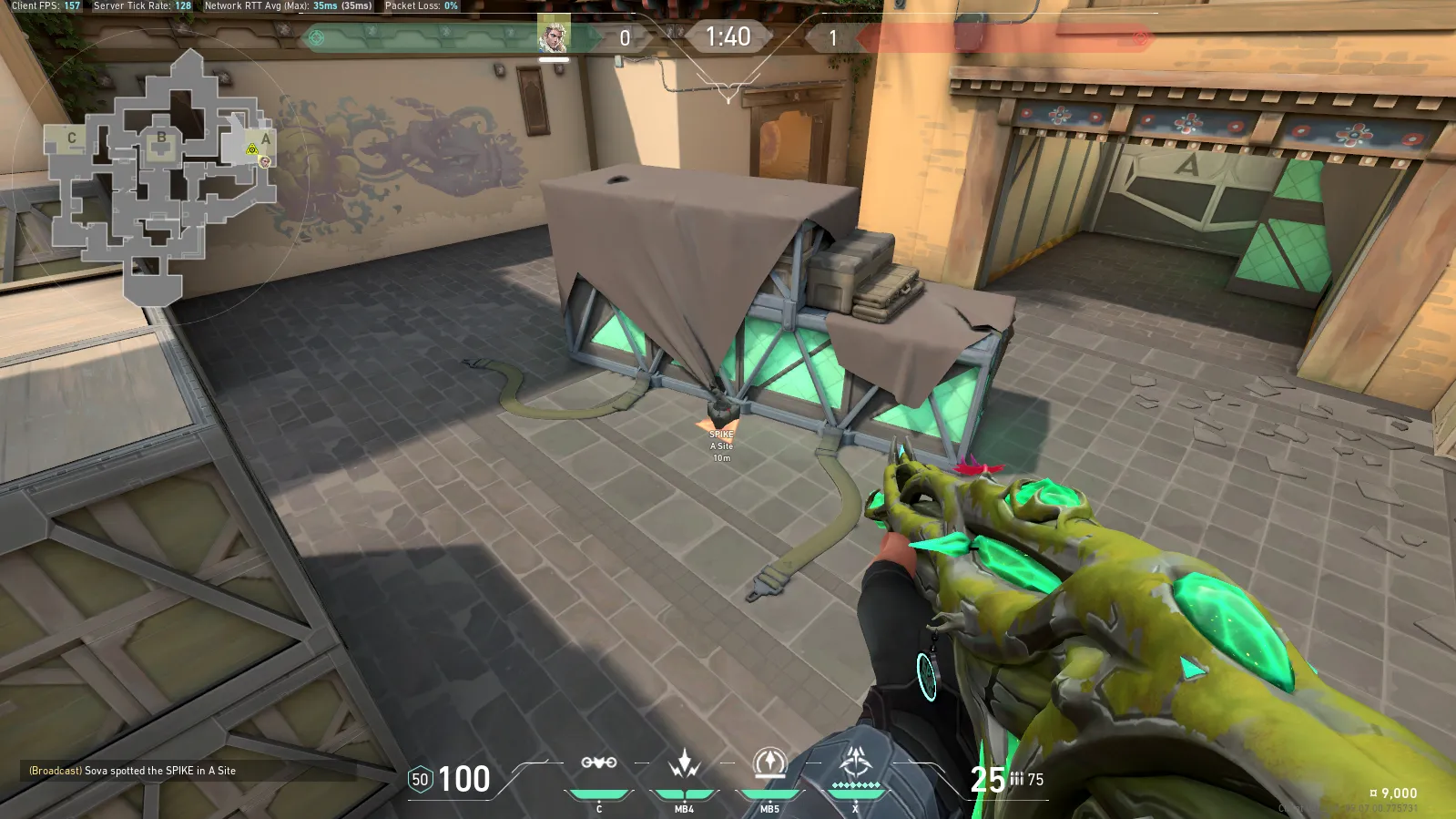 Shock for Default A Defuse — Sova lineup on Haven