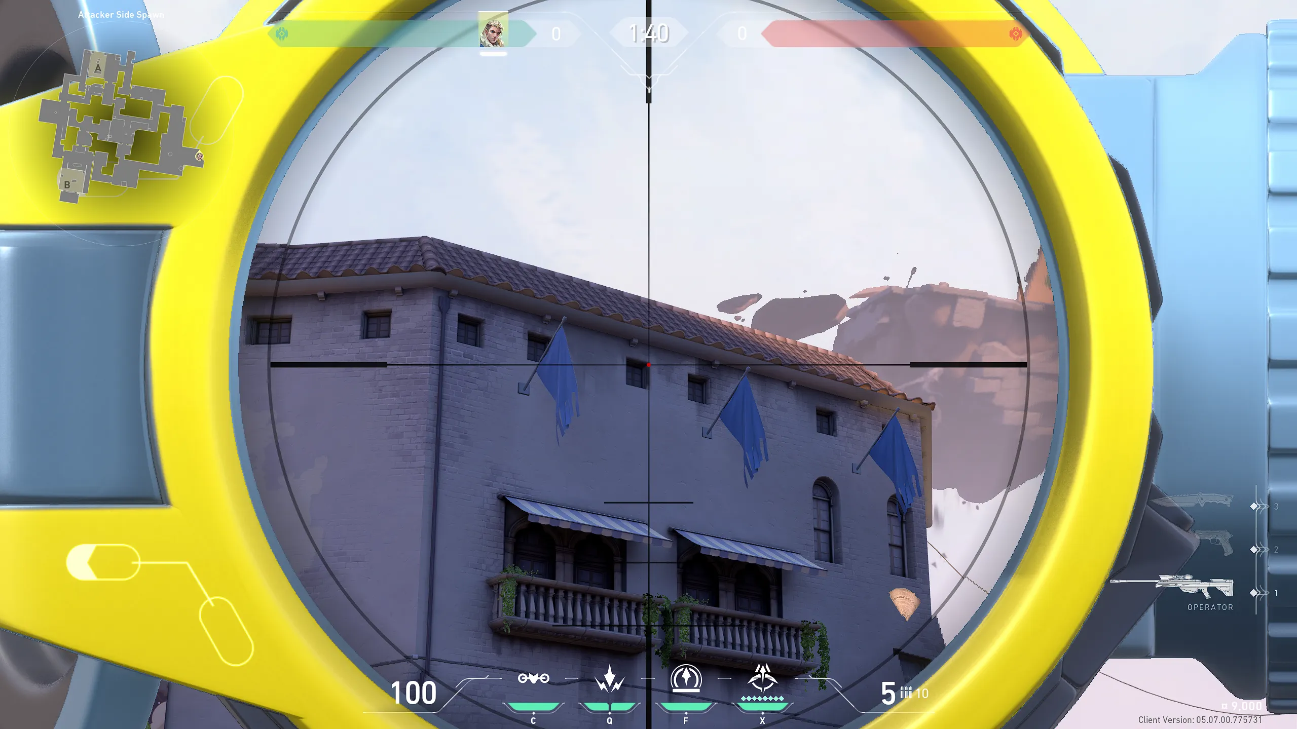 Sova Recon Bolt on Ascent Attack Site A — step 2 of 4: Aim — line up the shot