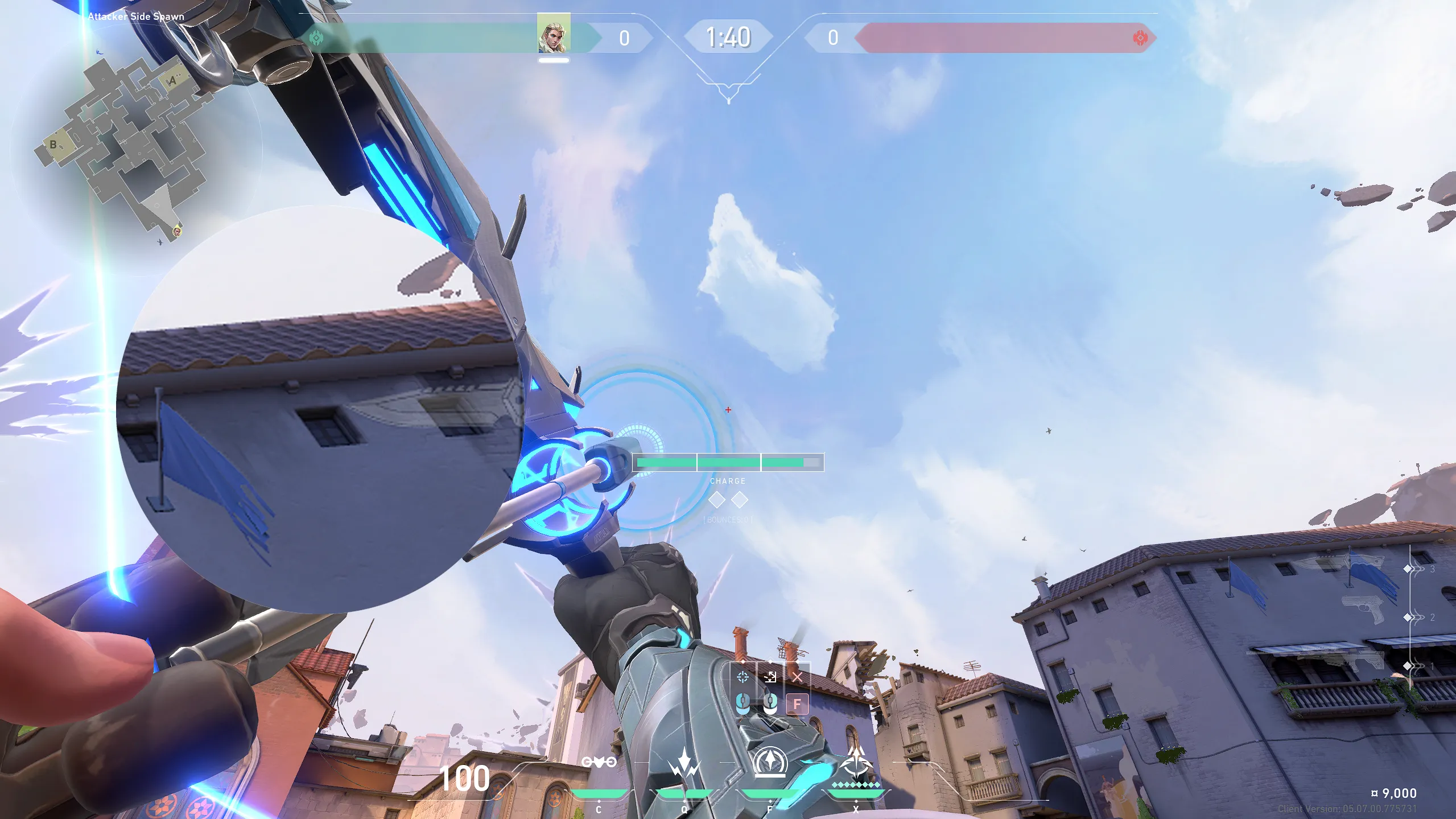 Sova Recon Bolt on Ascent Attack Site A — step 3 of 4: Aim — line up the shot