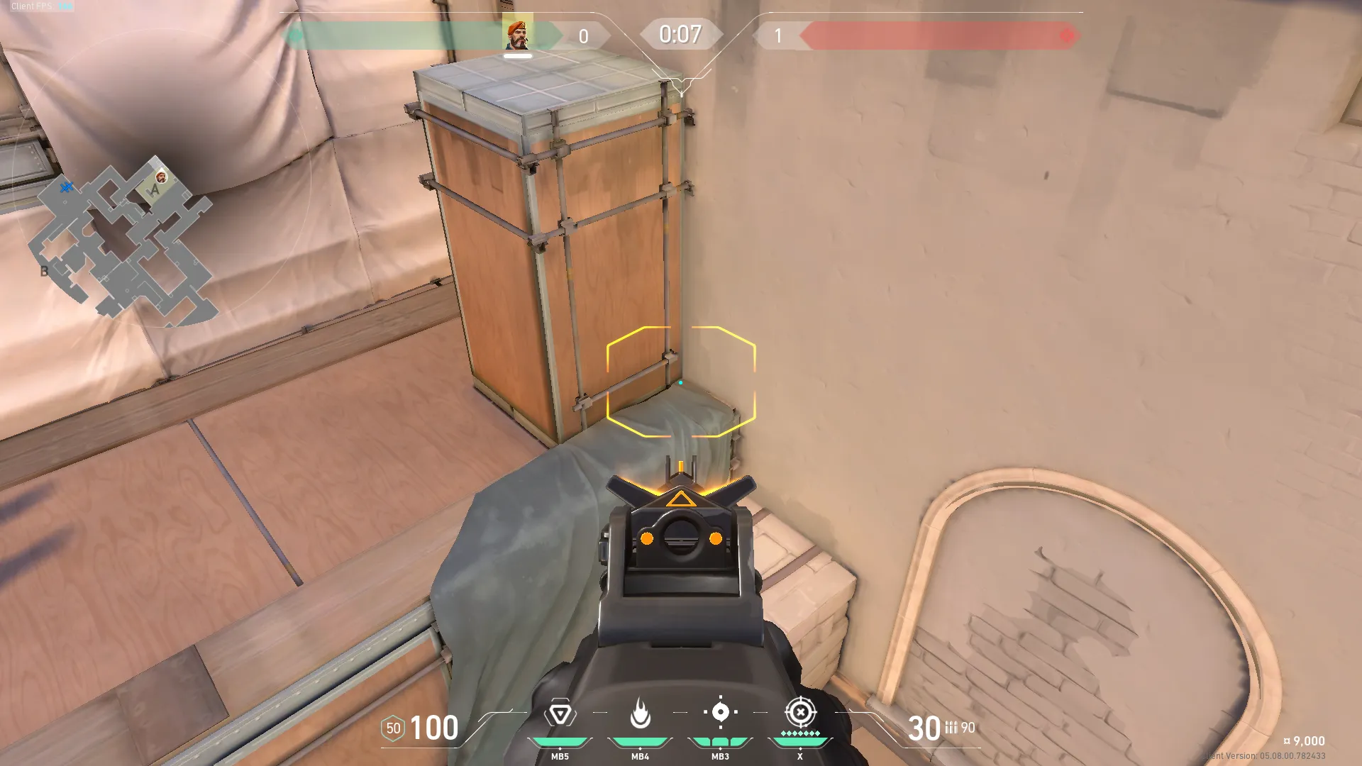Brimstone Incendiary on Ascent Defense Mid — step 2 of 4: Aim — line up the shot