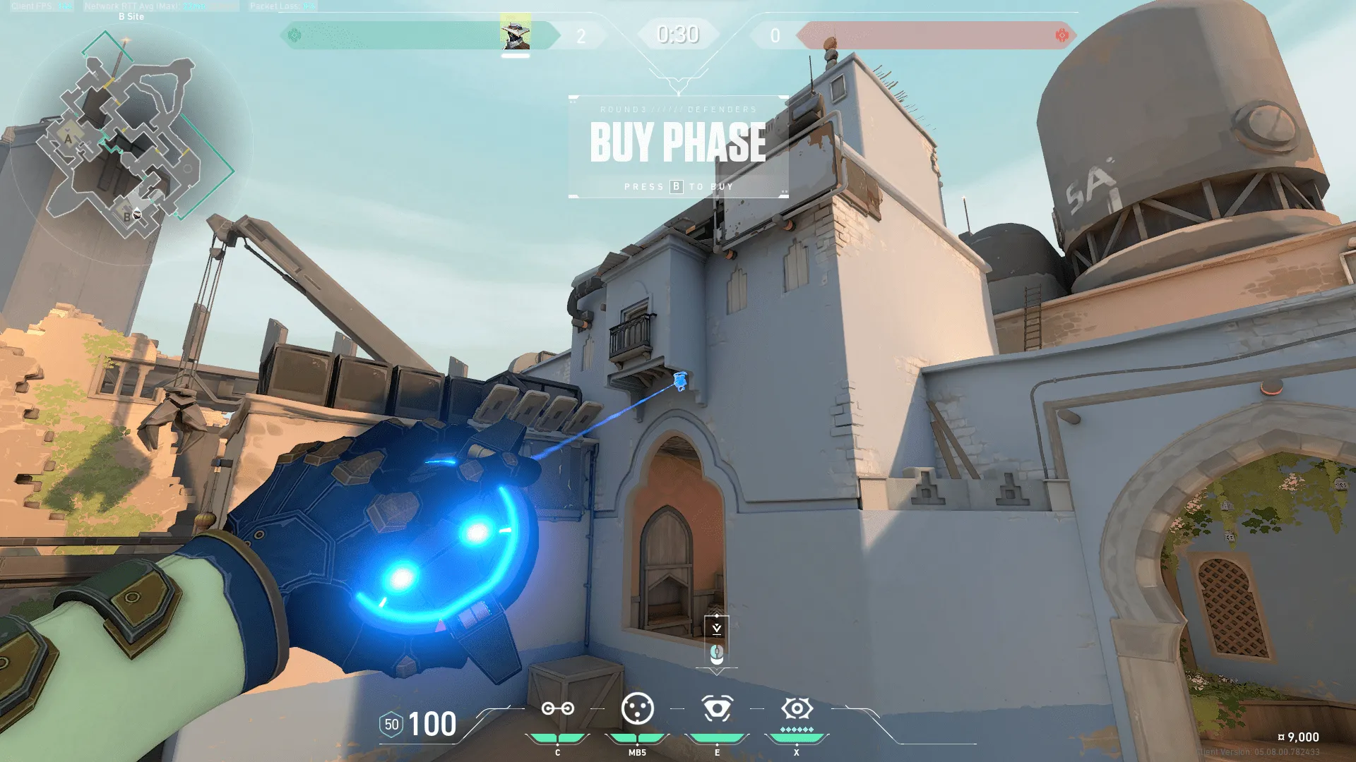 Cypher Spycam on Bind Defense Site B — step 2 of 3: Aim — line up the shot
