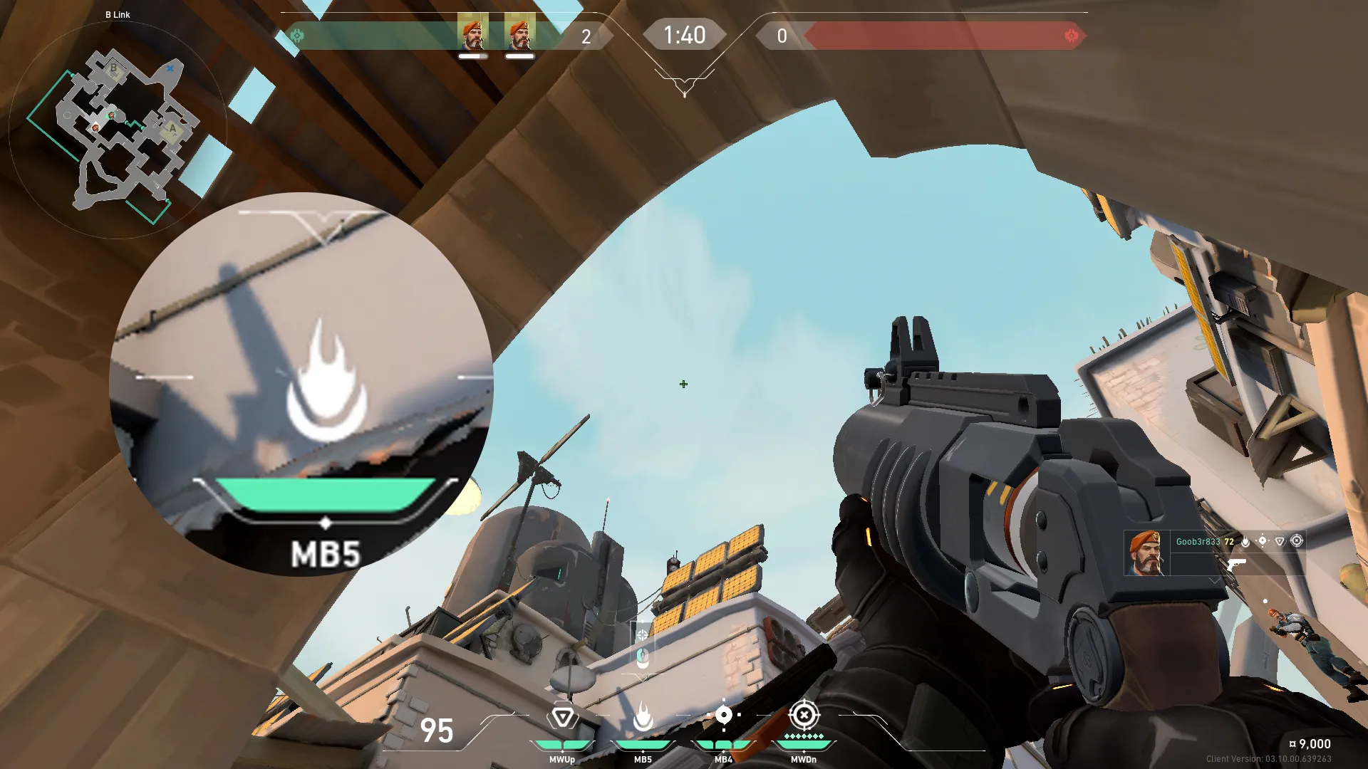 Brimstone Incendiary on Bind Attack Site B — step 2 of 3: Aim — line up the shot