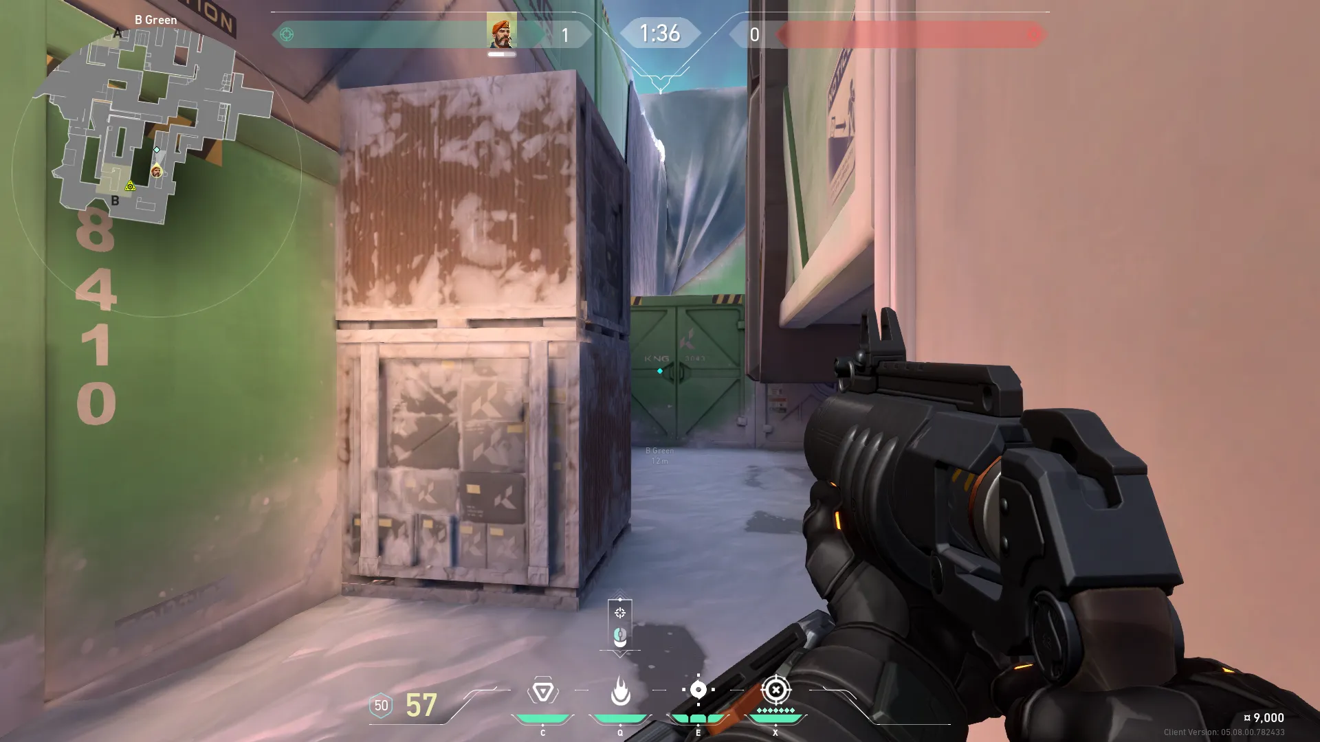 Brimstone Incendiary on Icebox Attack Site B — step 2 of 5: Aim — line up the shot