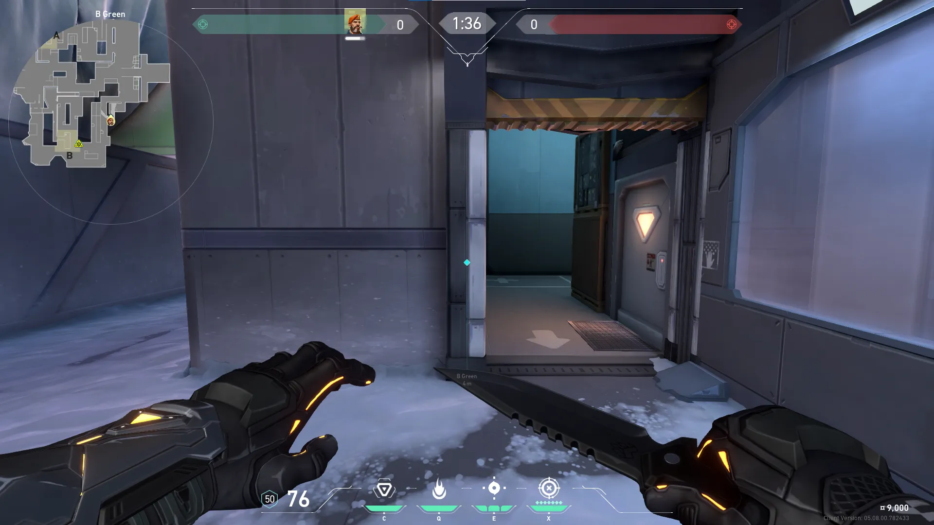 Brimstone Incendiary on Icebox Attack Site B — step 2 of 4: Aim — line up the shot