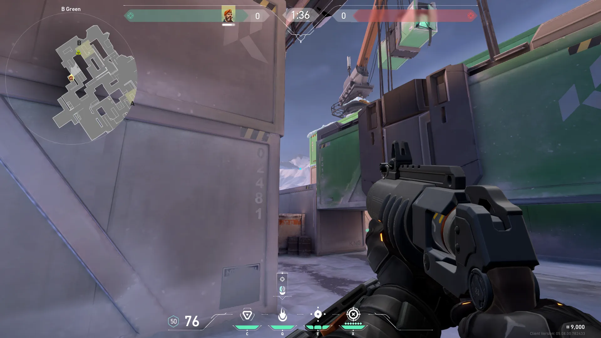 Brimstone Incendiary on Icebox Attack Site B — step 3 of 4: Aim — line up the shot
