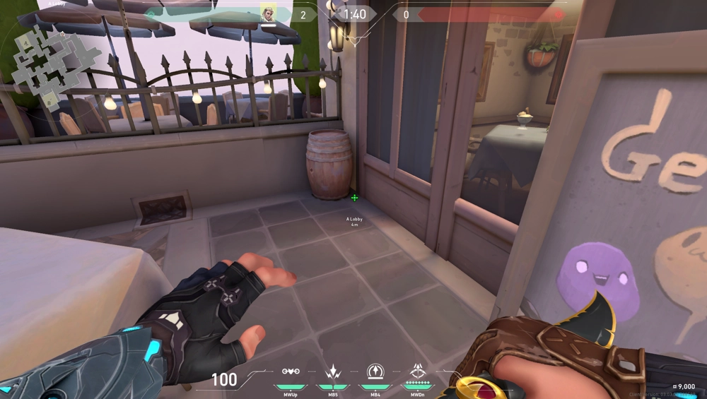 Sova Recon Bolt on Ascent Attack Site A — step 1 of 3: Position — where to stand