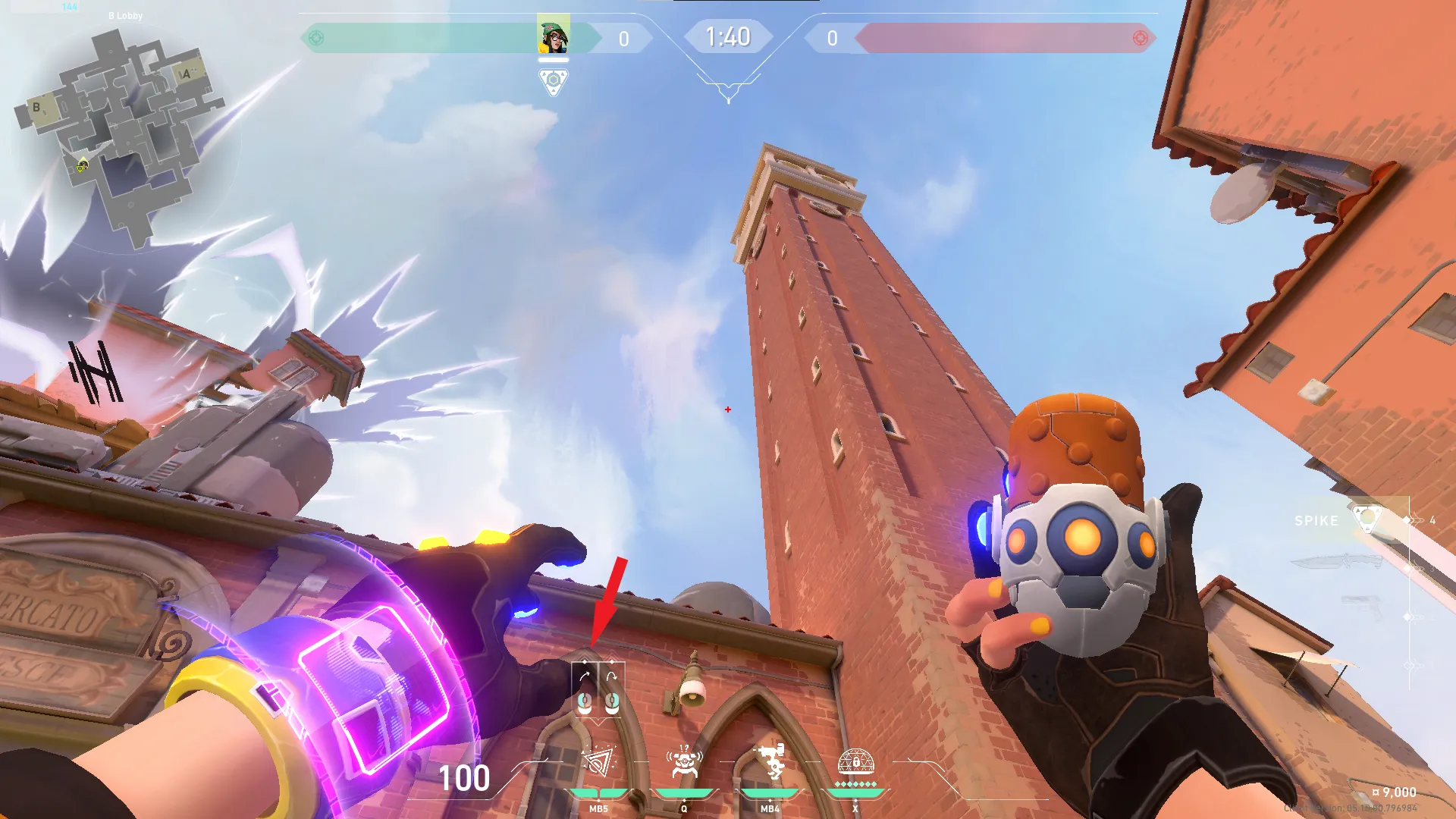 Killjoy Nanoswarm on Ascent Attack Site B — step 2 of 3: Aim — line up the shot