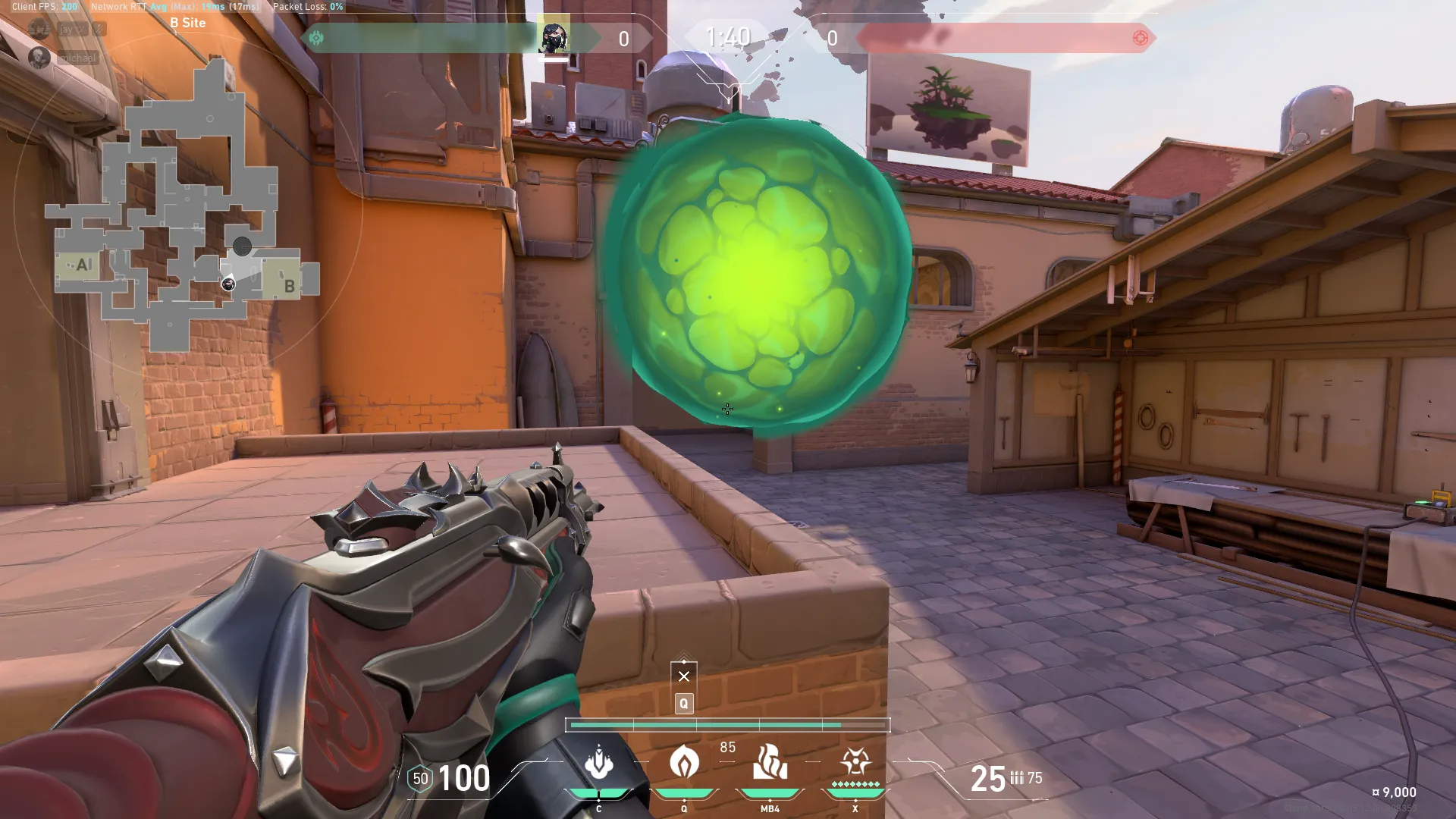 Viper Poison Cloud on Ascent Attack Site B — step 4 of 5: Aim — line up the shot