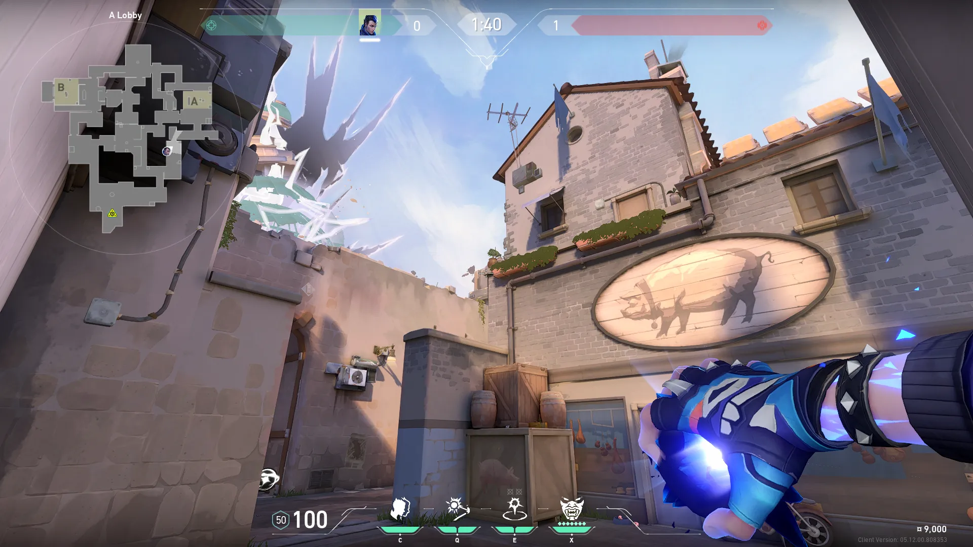 Yoru Blindside on Ascent Attack Site A — step 2 of 3: Aim — line up the shot