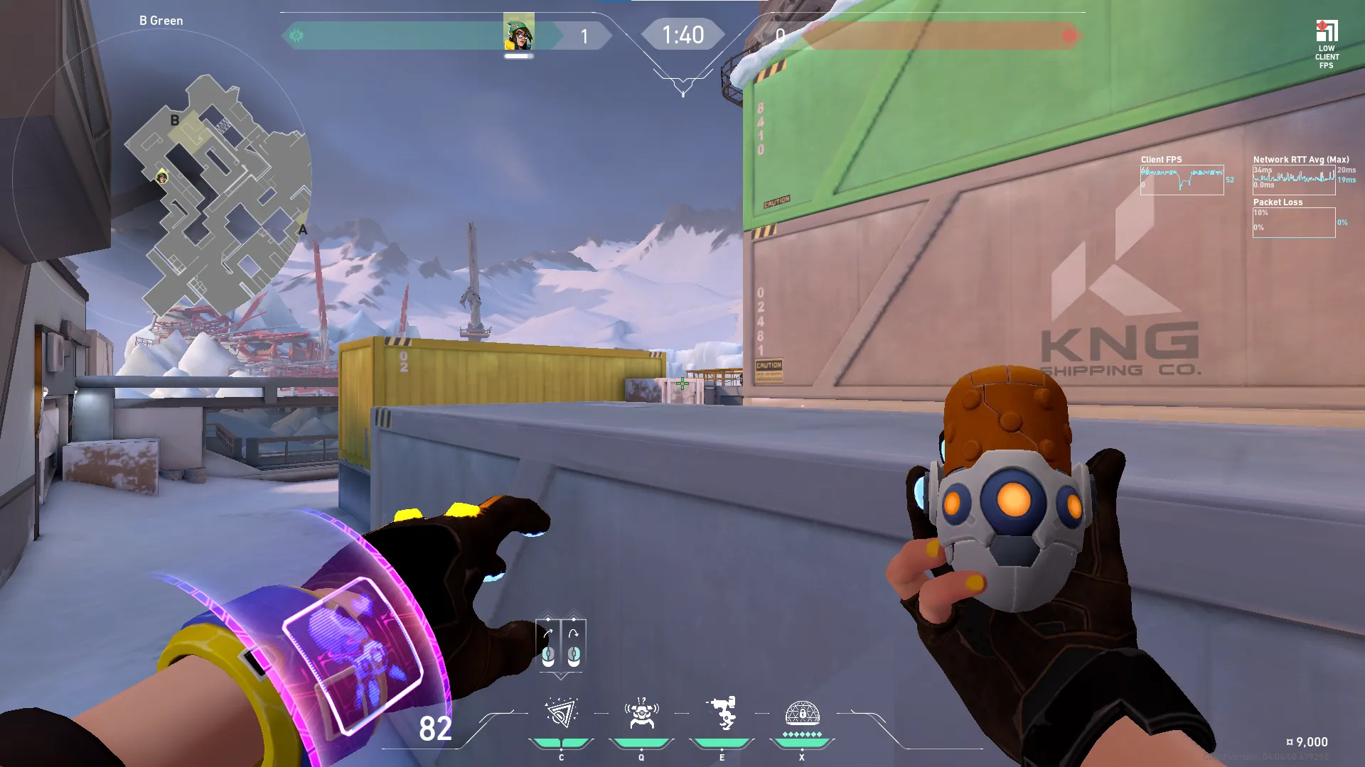 Killjoy Nanoswarm on Icebox Attack Site B — step 2 of 3: Aim — line up the shot