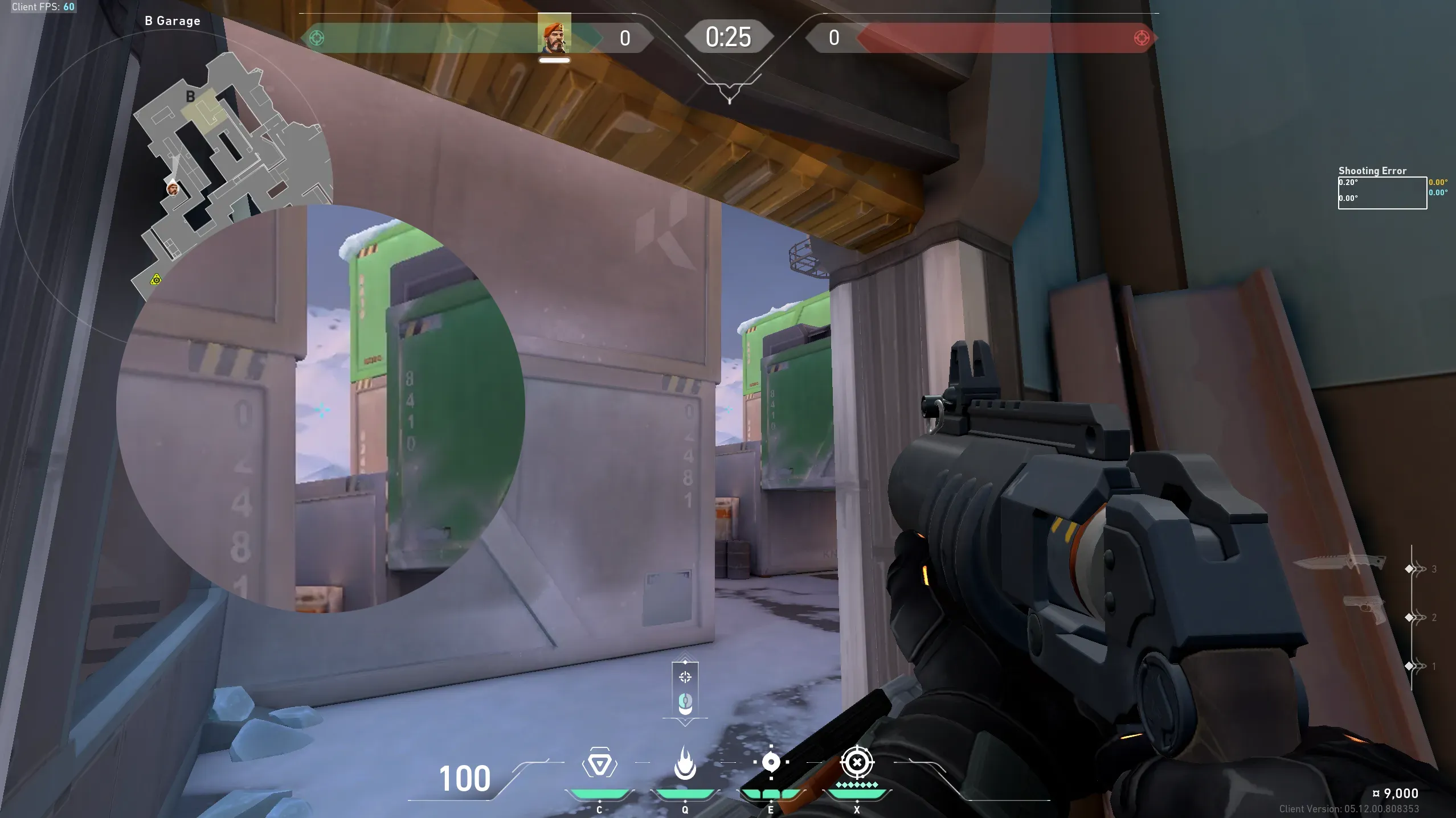 Brimstone Incendiary on Icebox Attack Site B — step 2 of 3: Aim — line up the shot