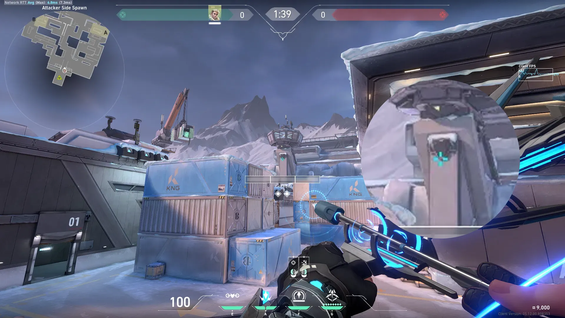 Sova Recon Bolt on Icebox Defense Site B — step 2 of 3: Aim — line up the shot