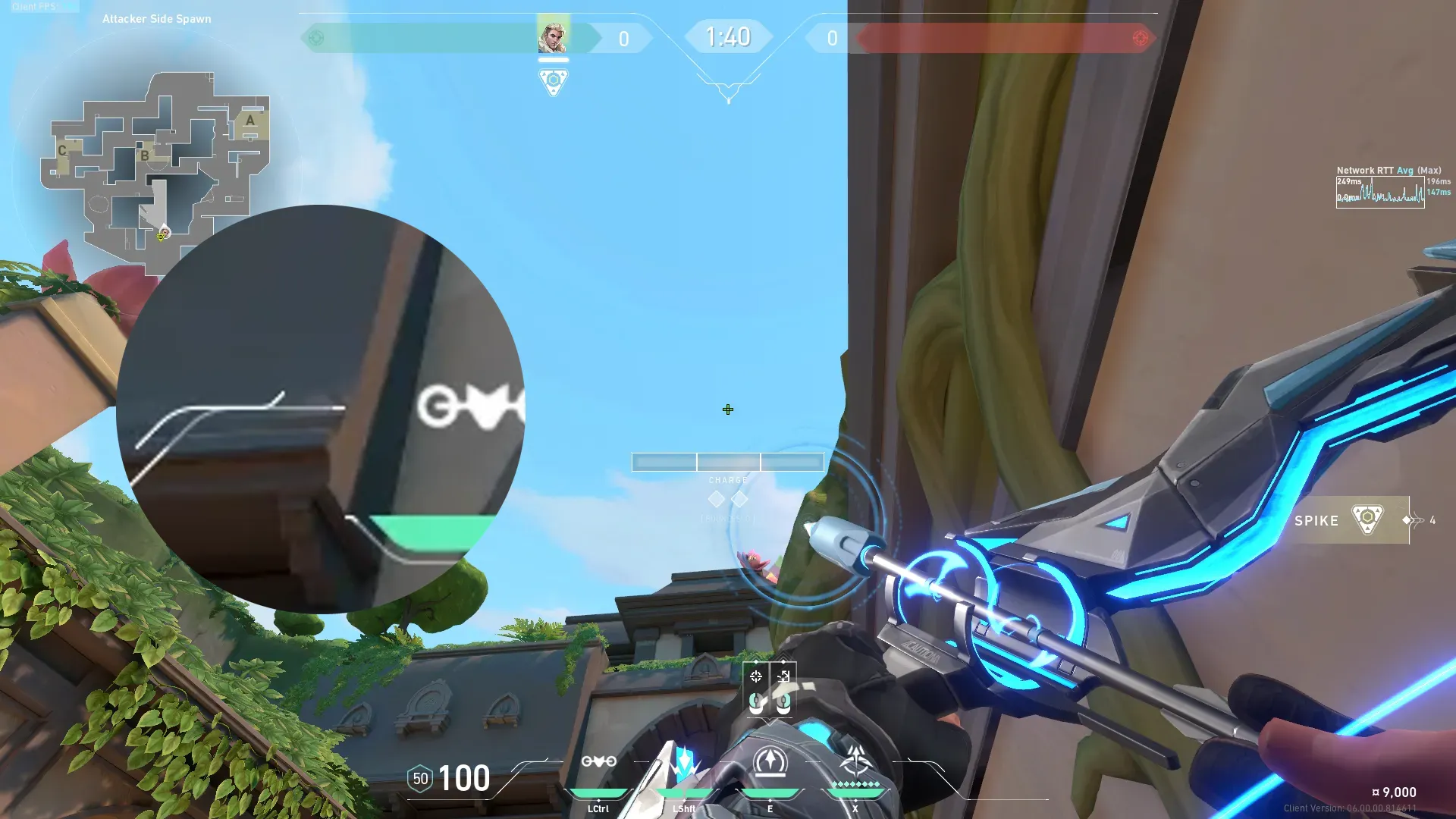 Sova Recon Bolt on Lotus Attack Site B — step 2 of 3: Aim — line up the shot