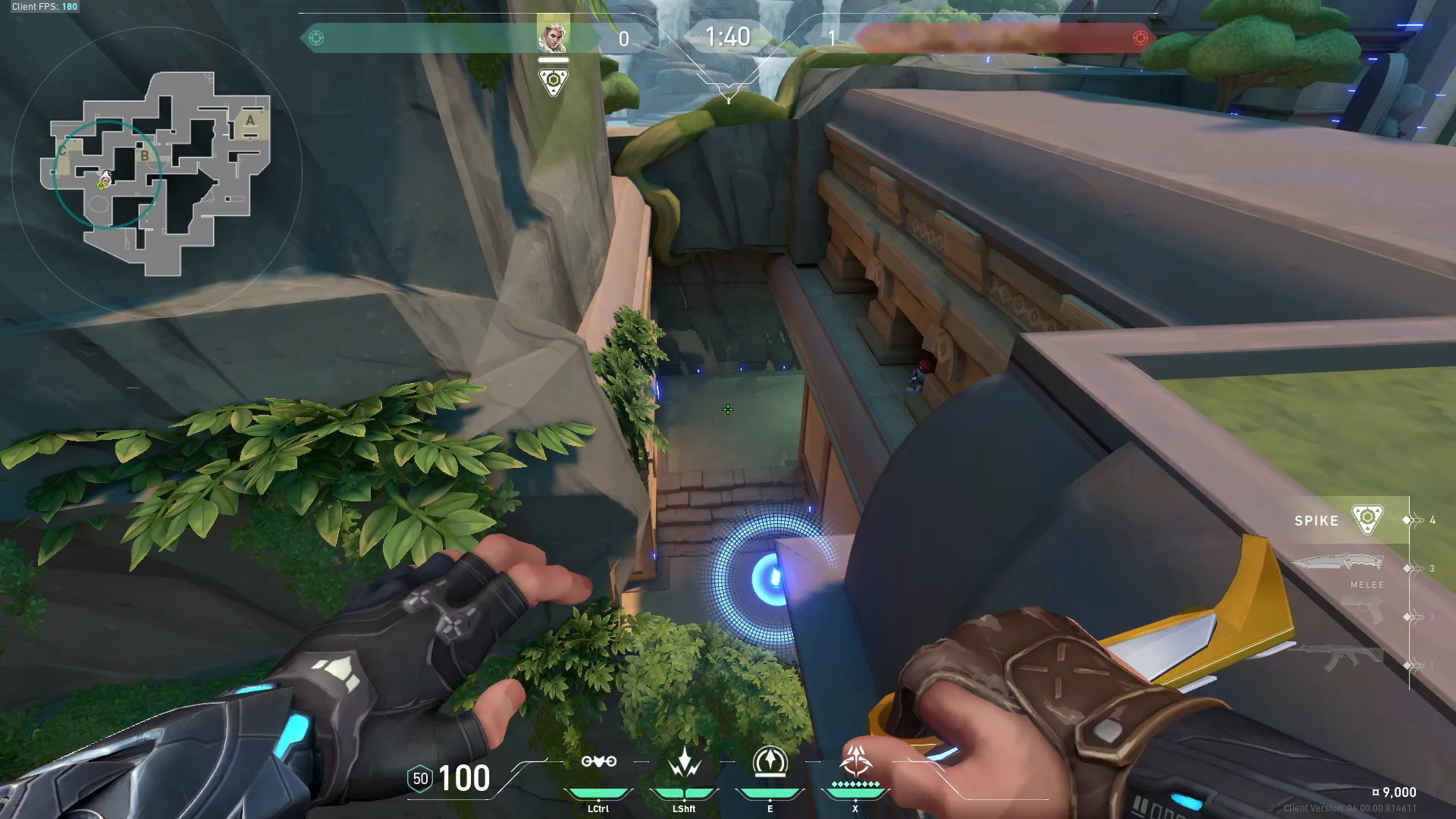 Sova Recon Bolt on Lotus Attack Site C — step 2 of 3: Aim — line up the shot